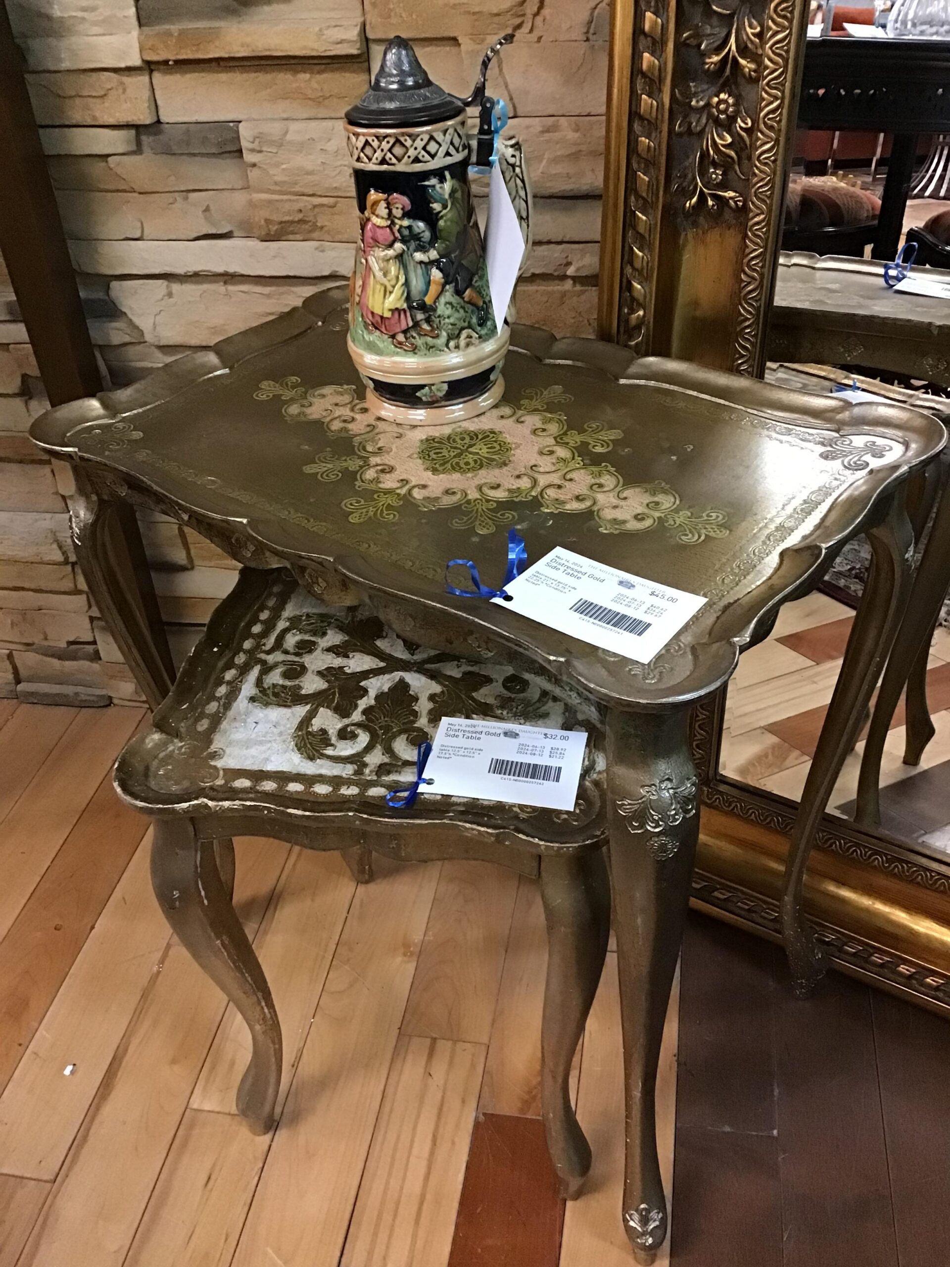 Distressed Gold Side Table