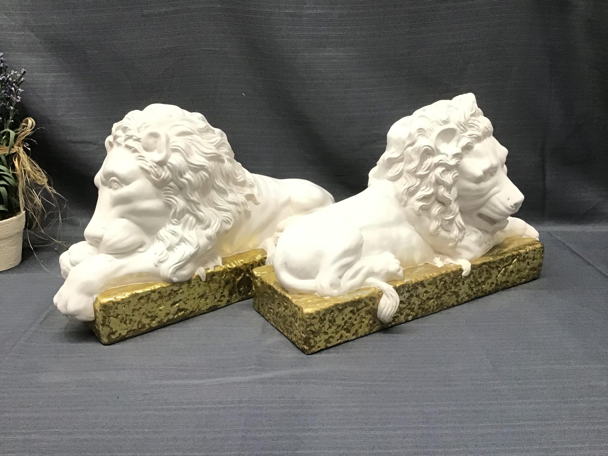 (Pair) White/ Gold Porcelain Bookends