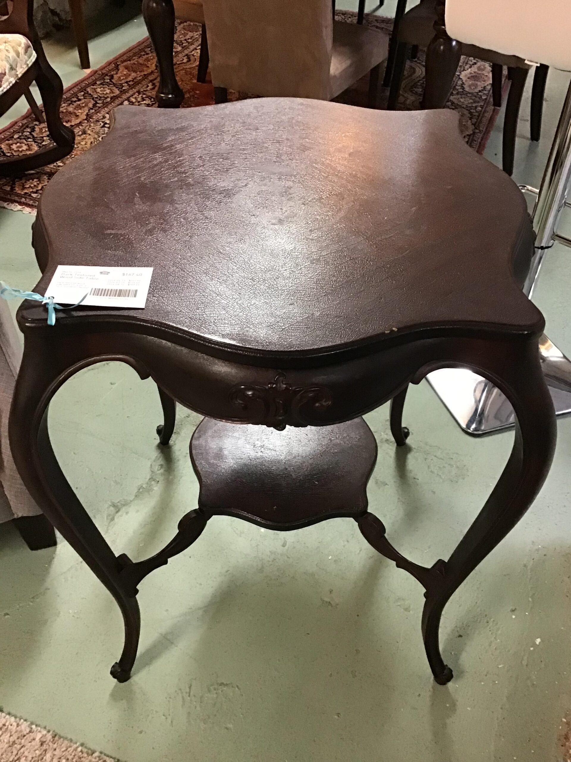 Dark Textured Wood Side Table