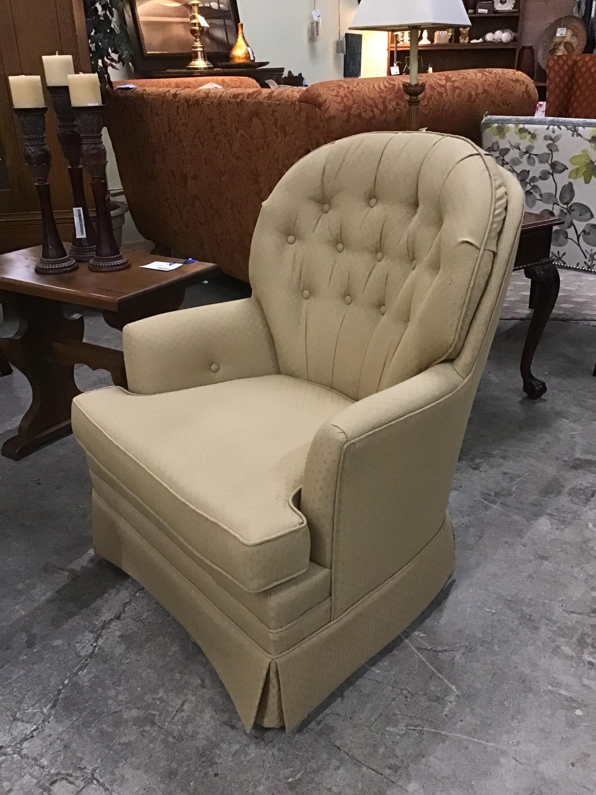 Camel Beige Tufted Accent Chair