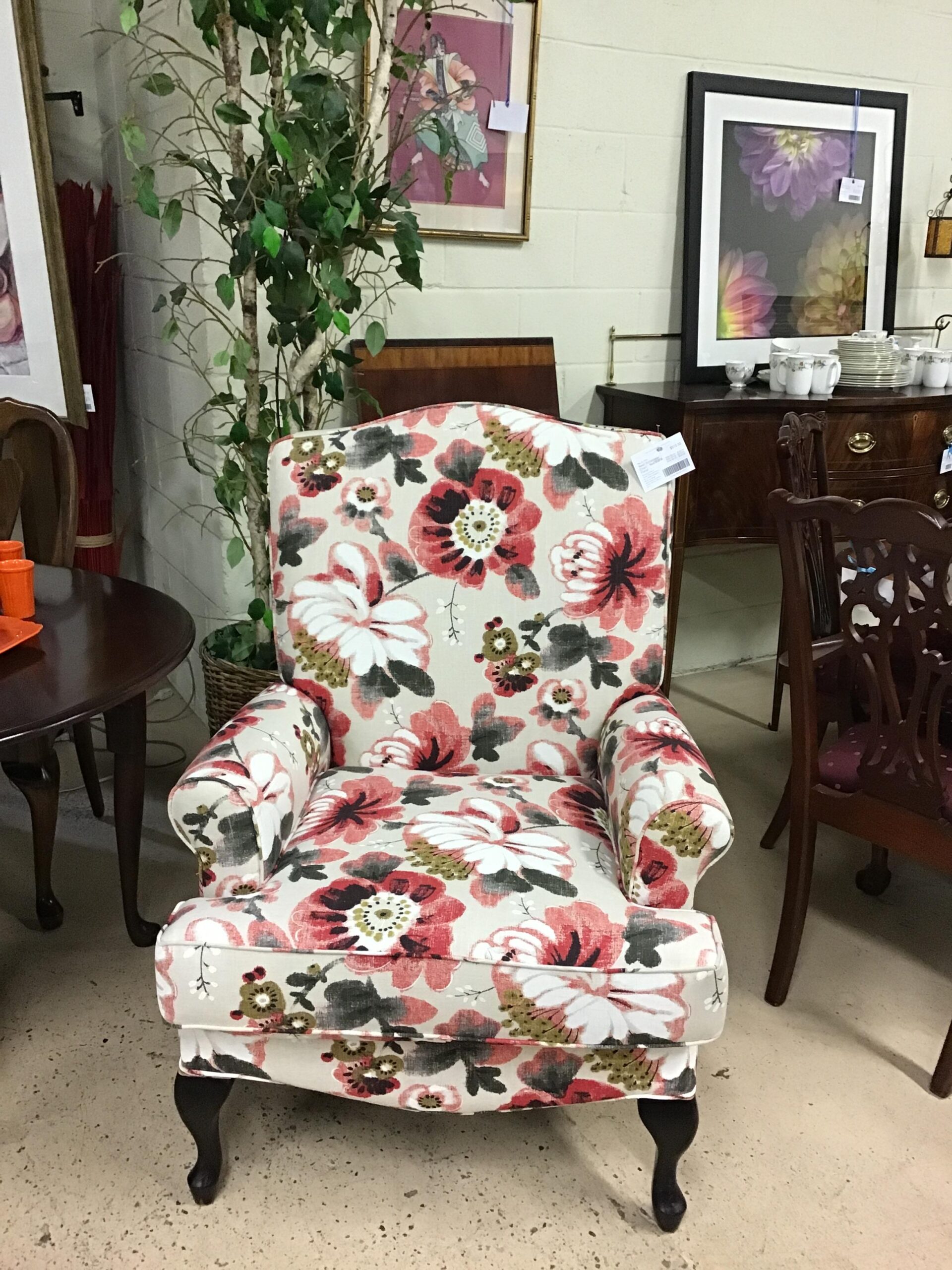 New! Occasional Chair – Red/Black Floral