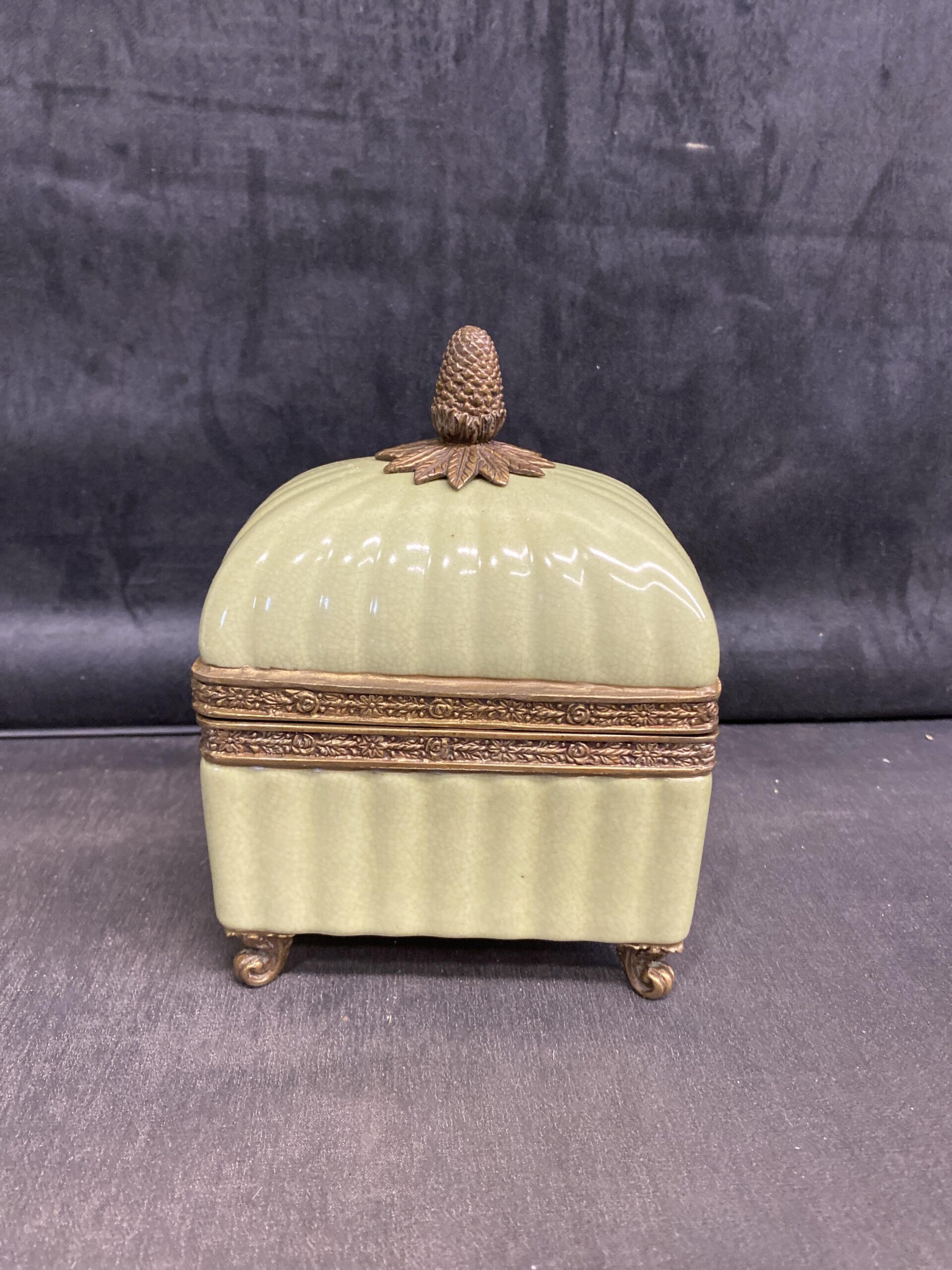 Brass & Ceramic Box – Green