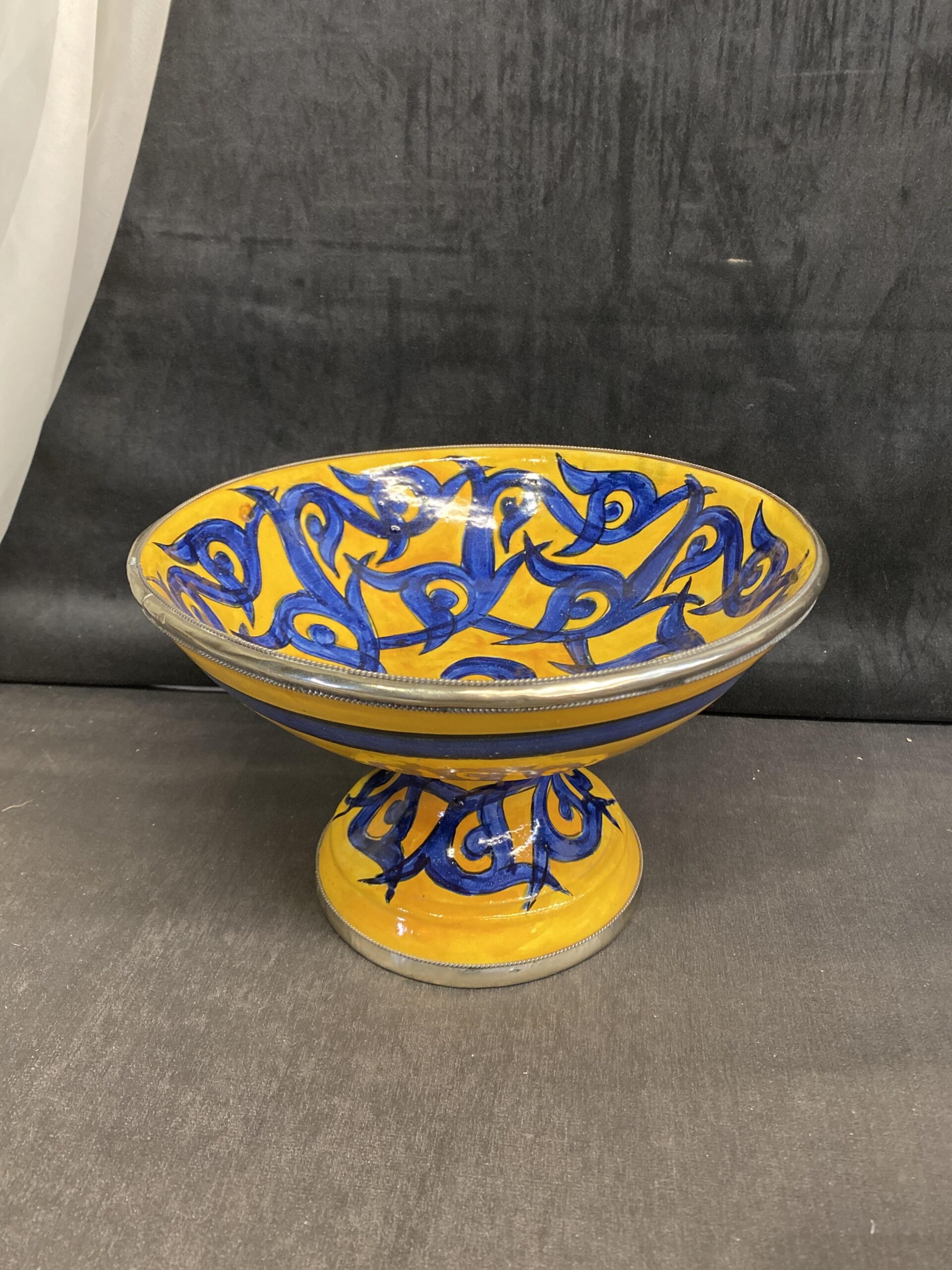 Ceramic Fruit Bowl – Blue & Yellow