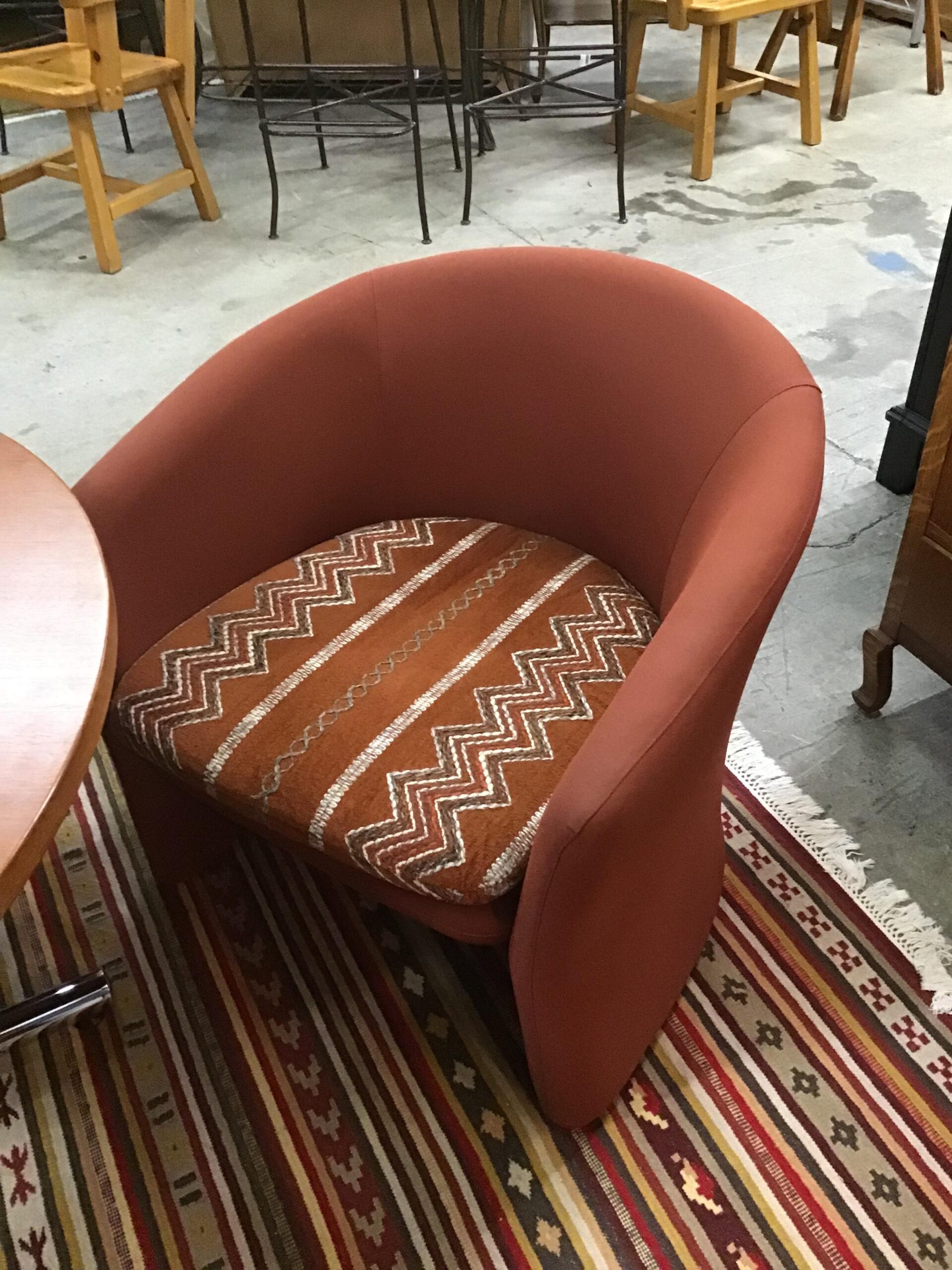 Vintage KEILHAUER Rust Tub Chair (patterned seat)