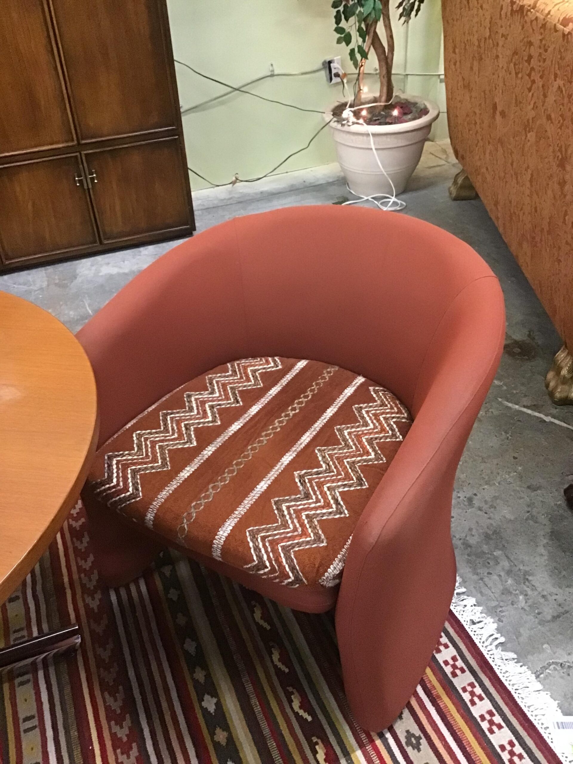 Vintage KEILHAUER Rust Tub Chair (patterned seat)
