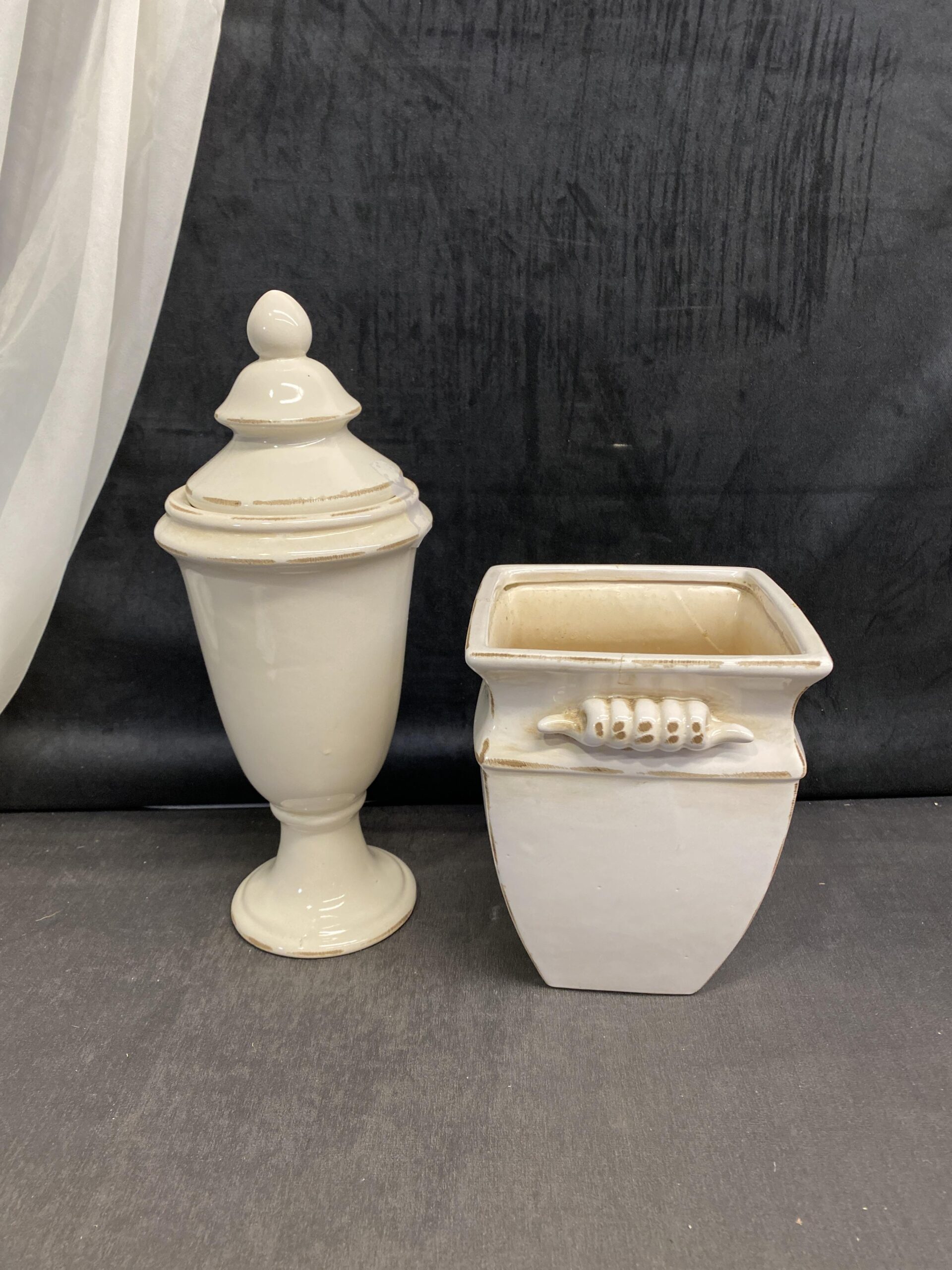 2PC Ceramic Urn & Planter – Cream