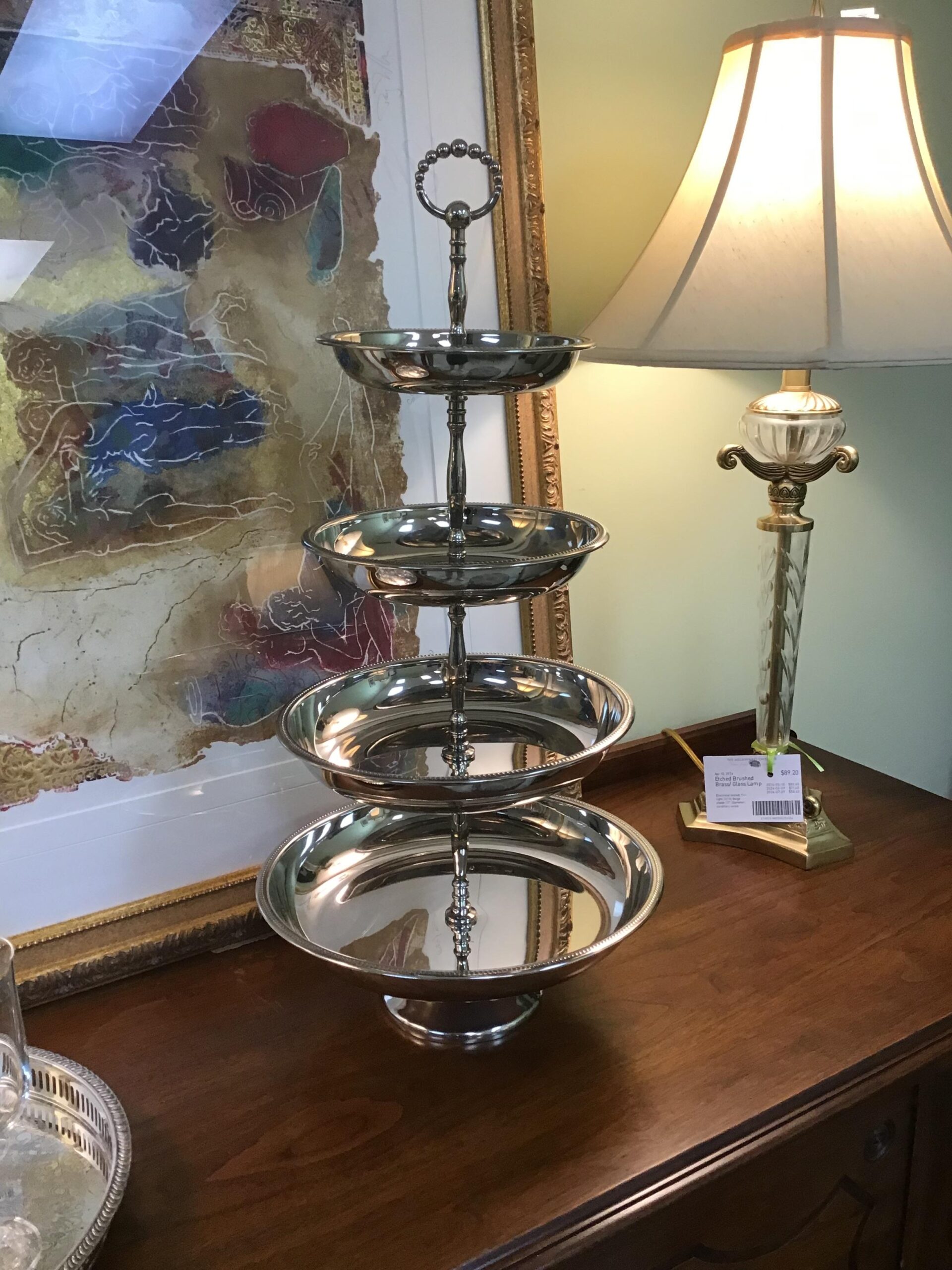 Polished Nickel 4-tier Serving Tray