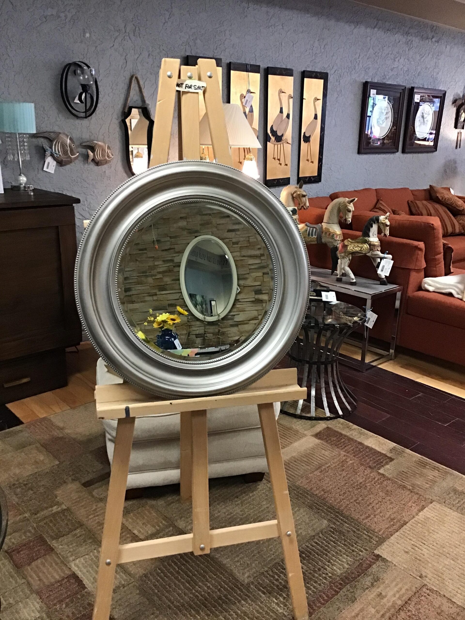 Round Silver Wall Mirror