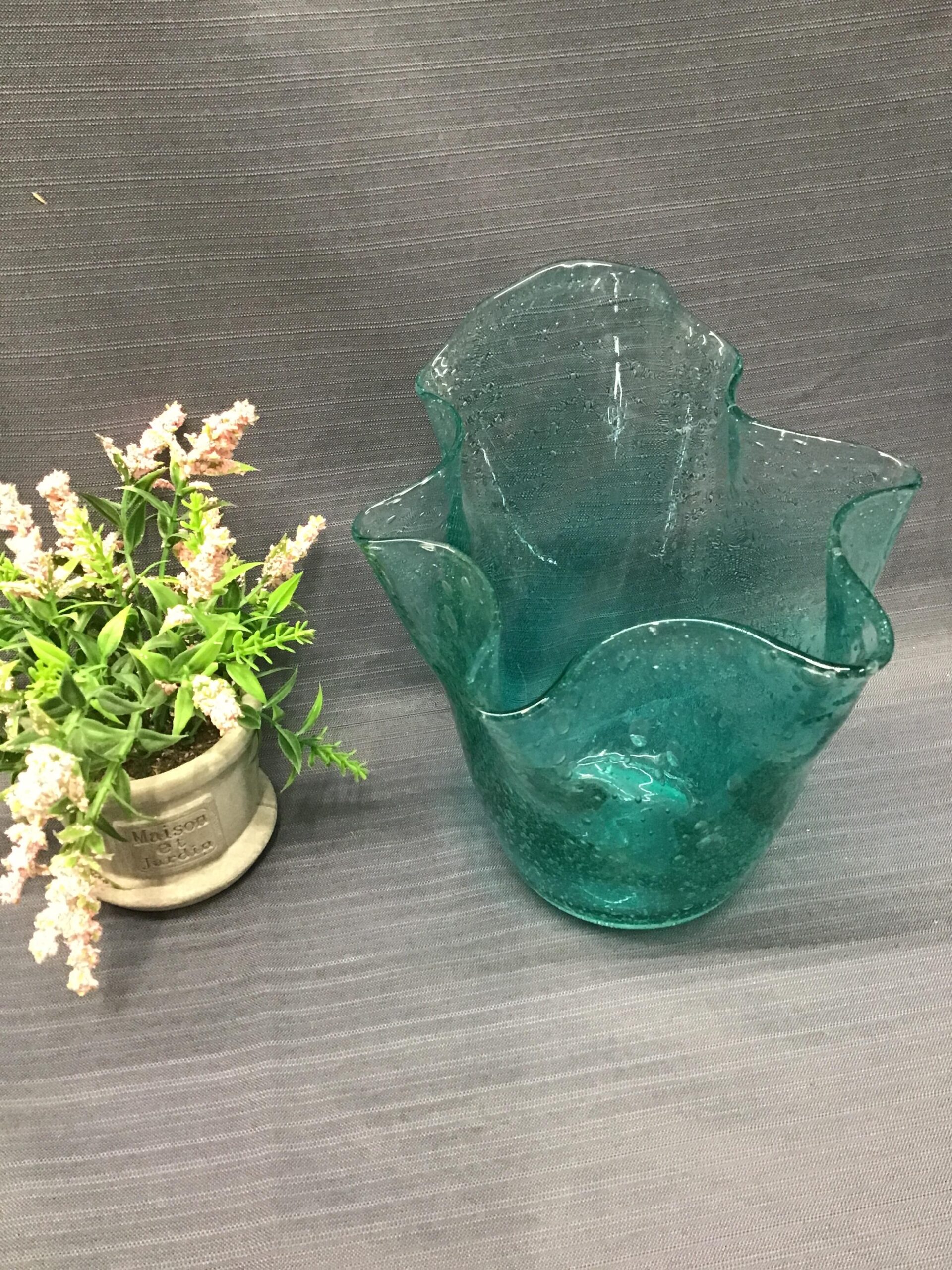 Pretty! Hand Blown Turquoise Vase