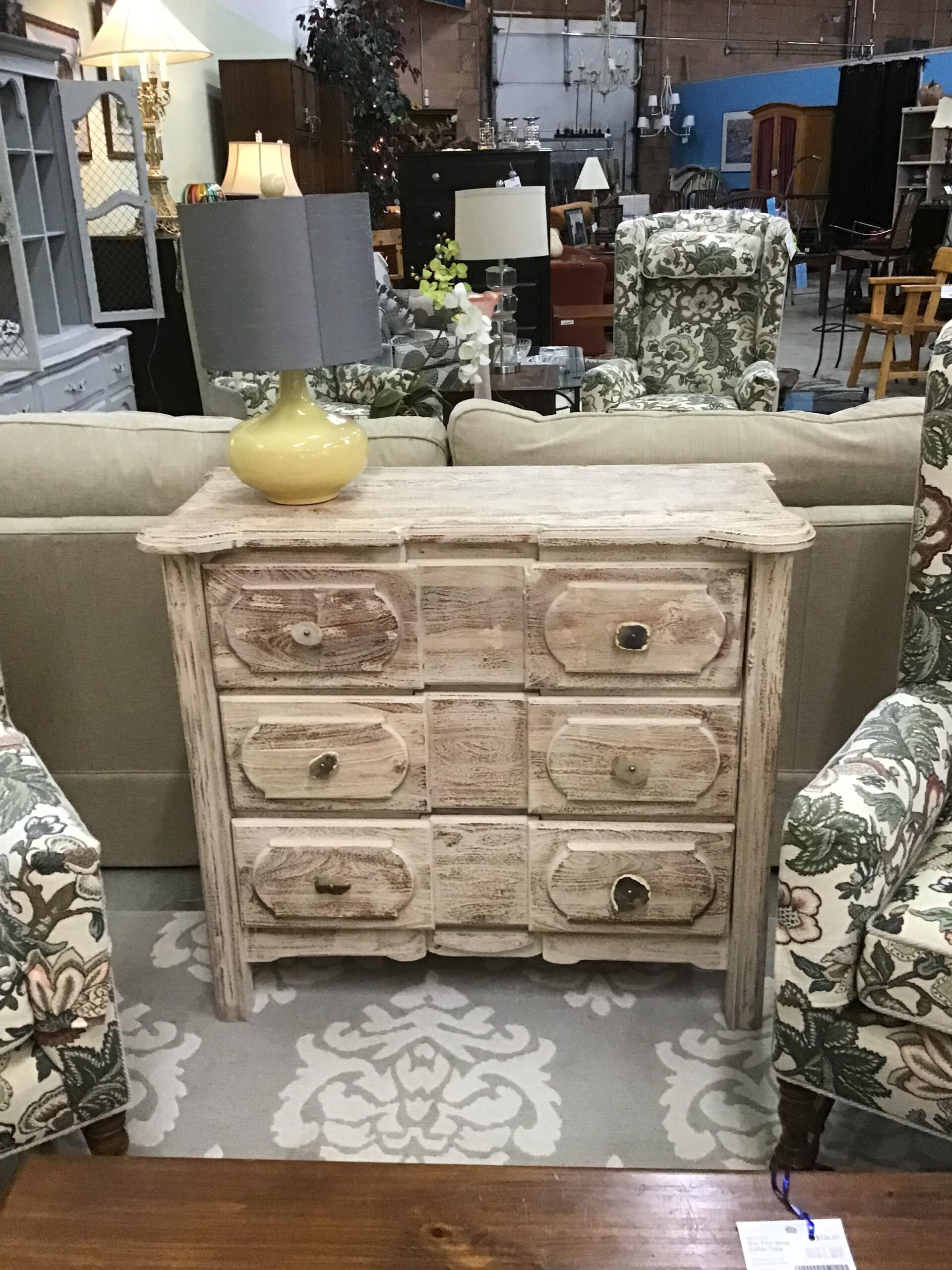 Distressed Chest with Geo Stone Knobs