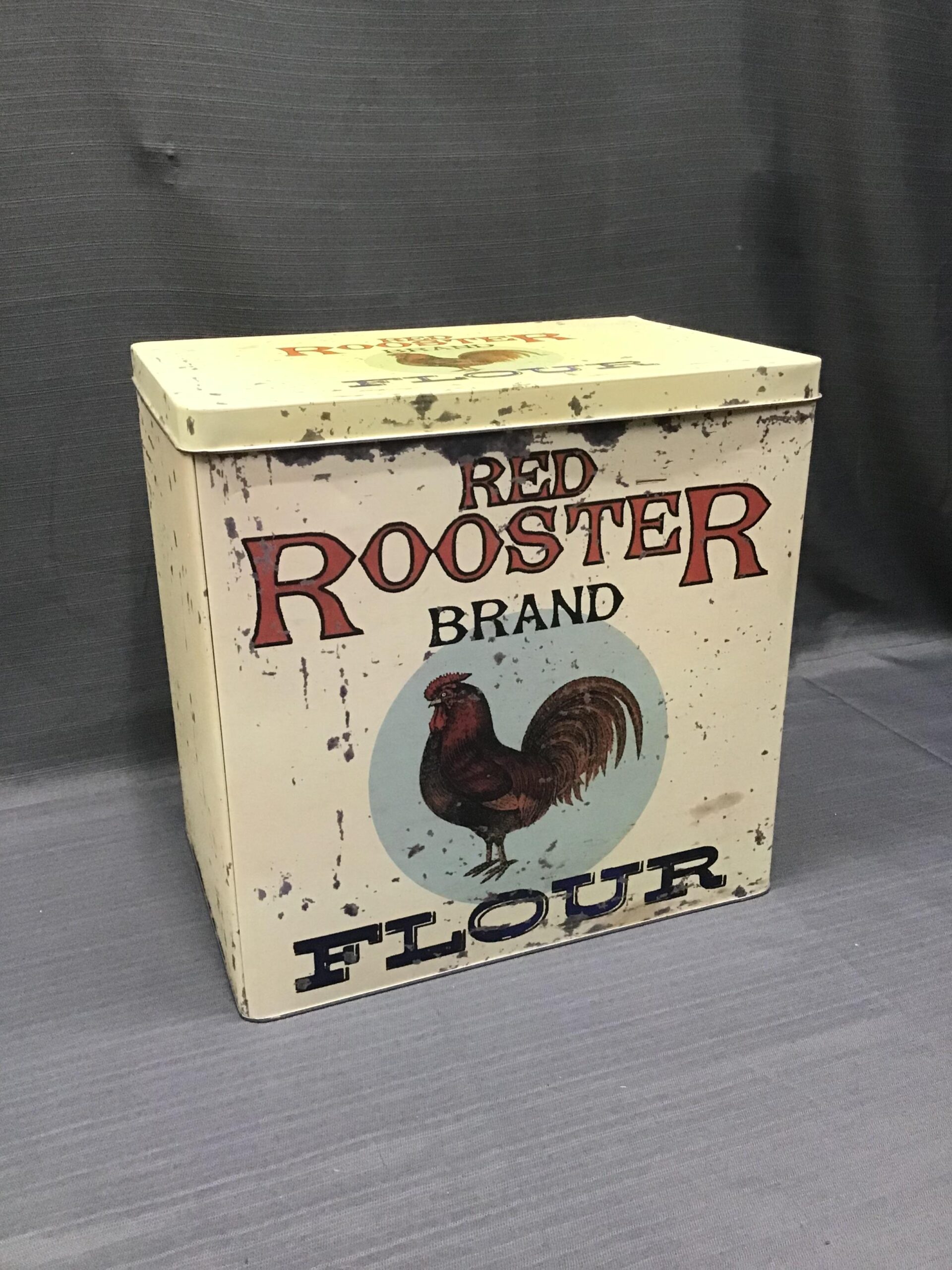 “Red Rooster Brand Flour” Tin Storage Can