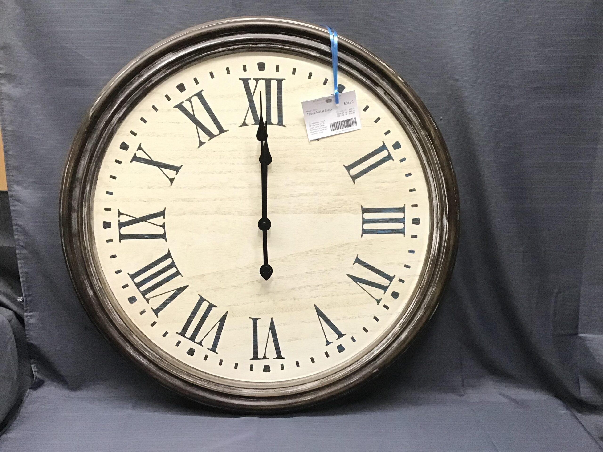 Taupe Metal Clock