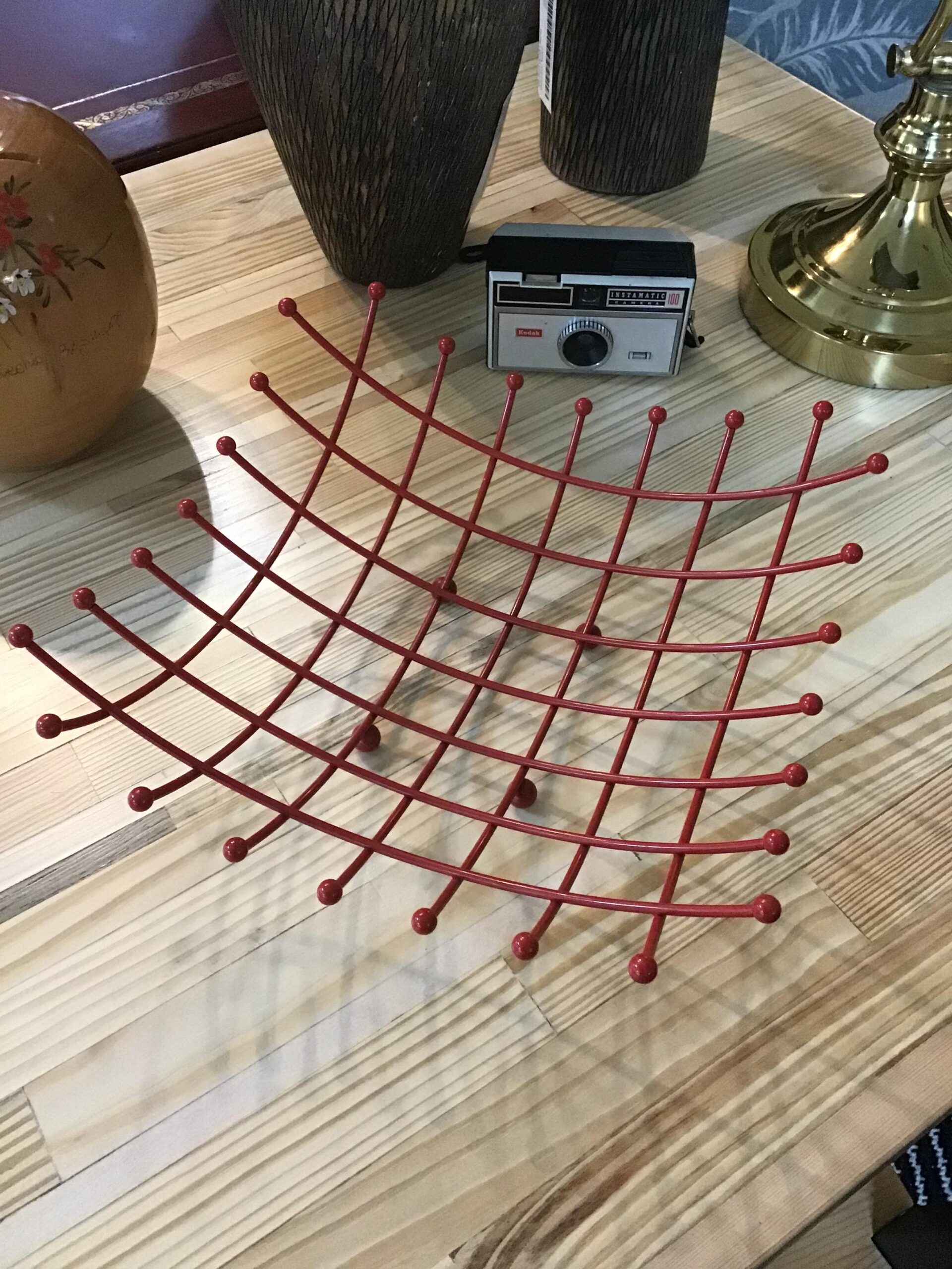 Vintage Red Grid Fruit basket