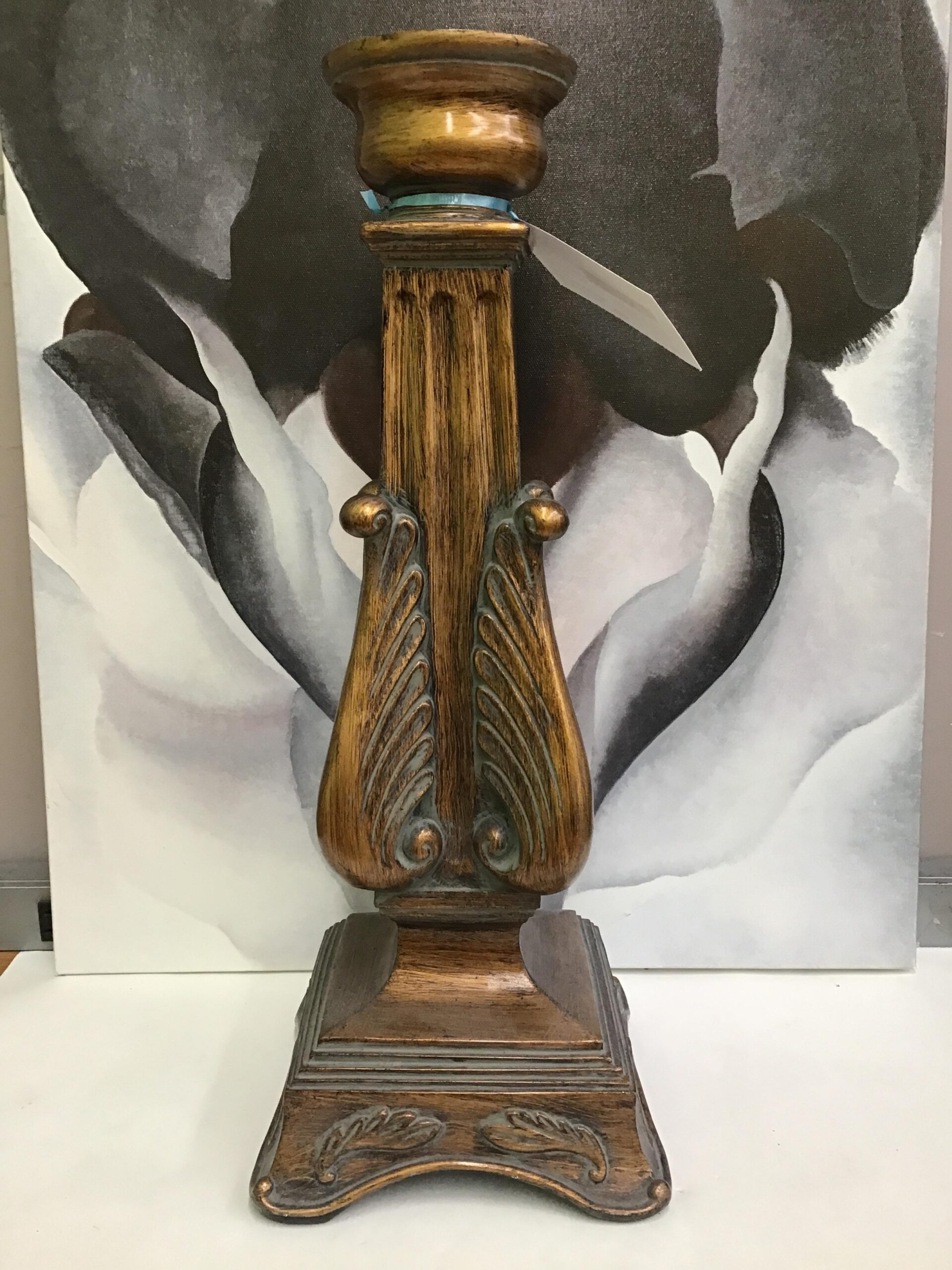 Large Ornate Wooden Candle Holder