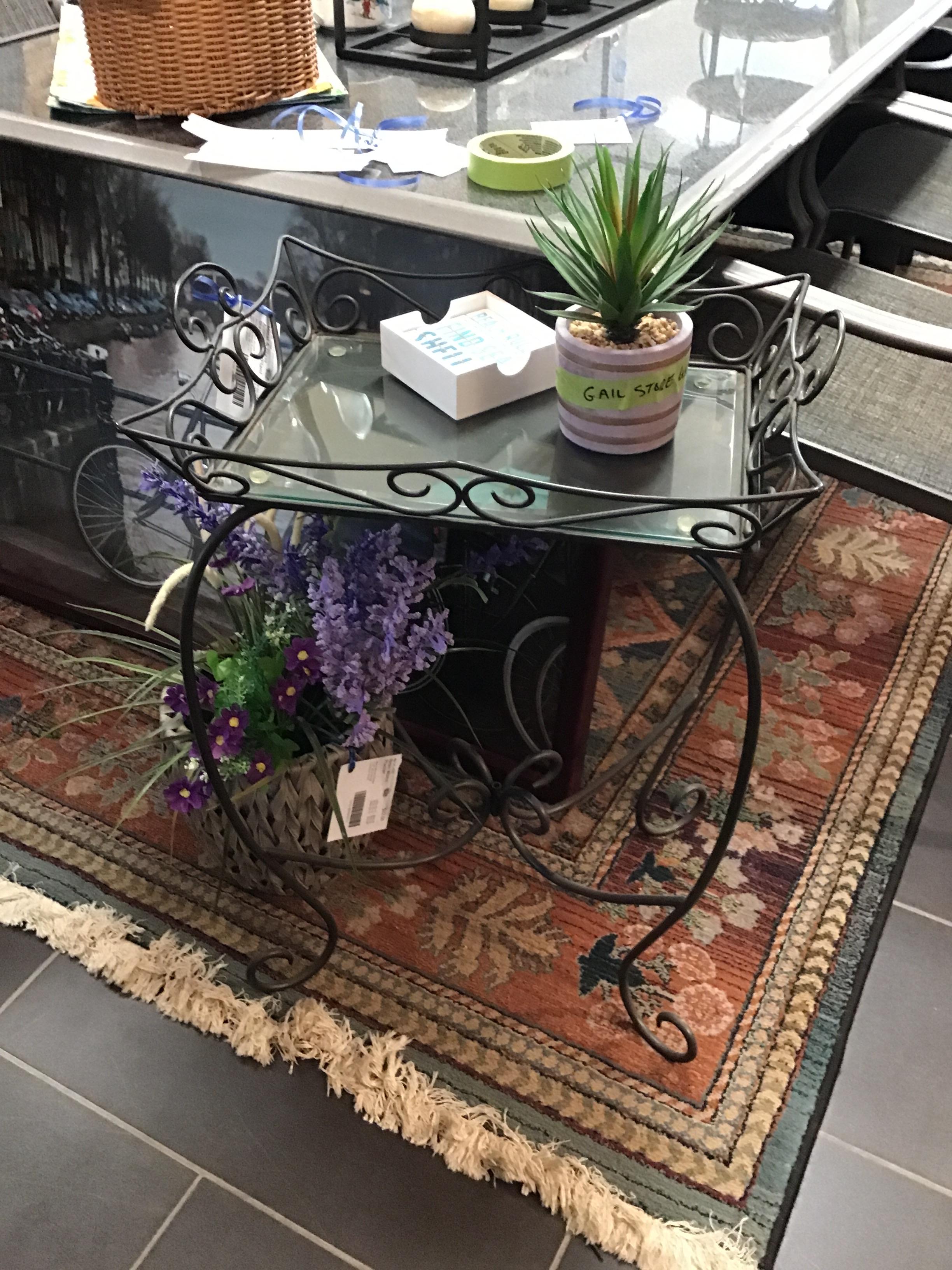 Metal & Glass Accent Table/Plant Stand