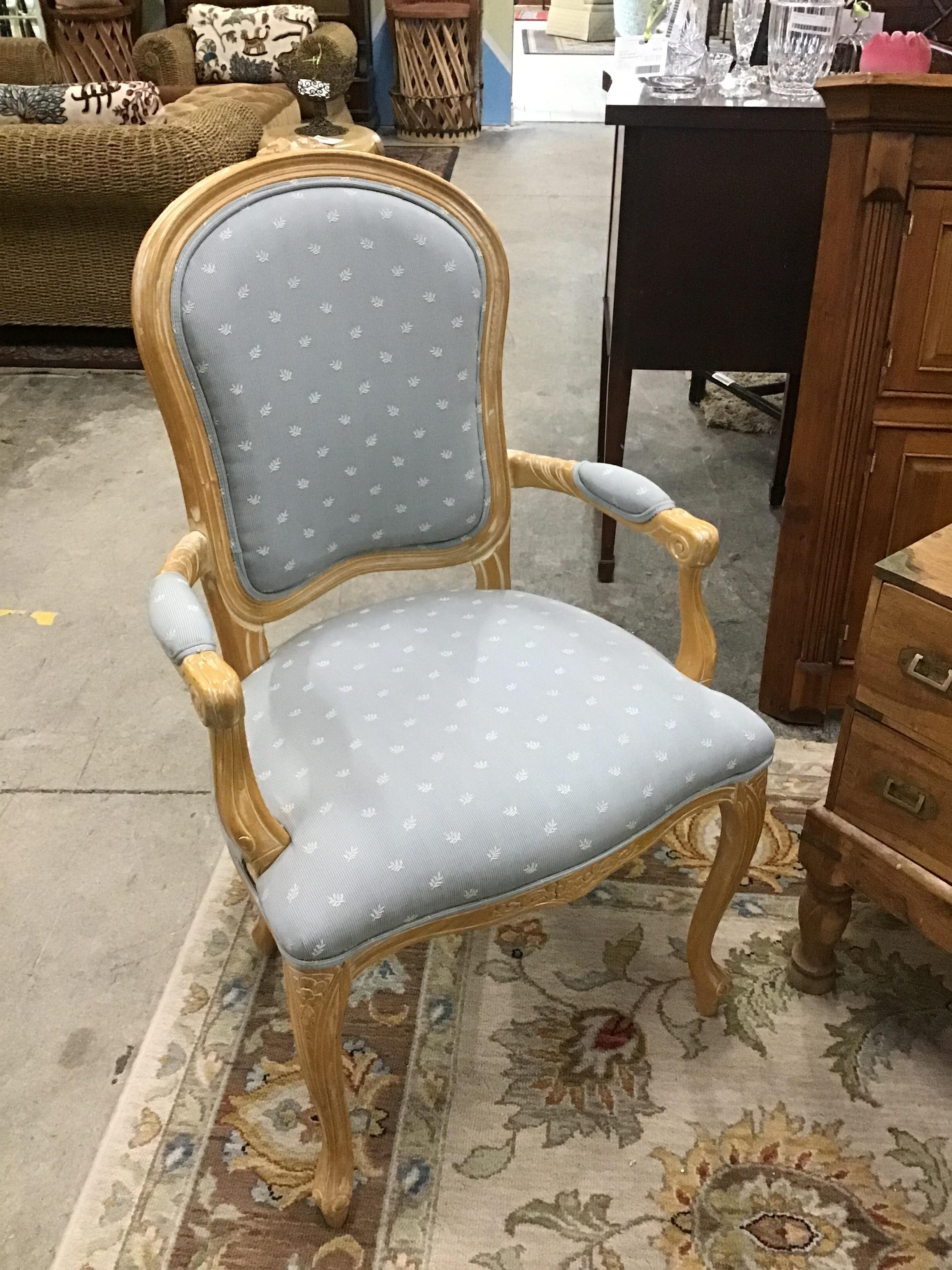 Louis XV Style French Blue Arm Chair