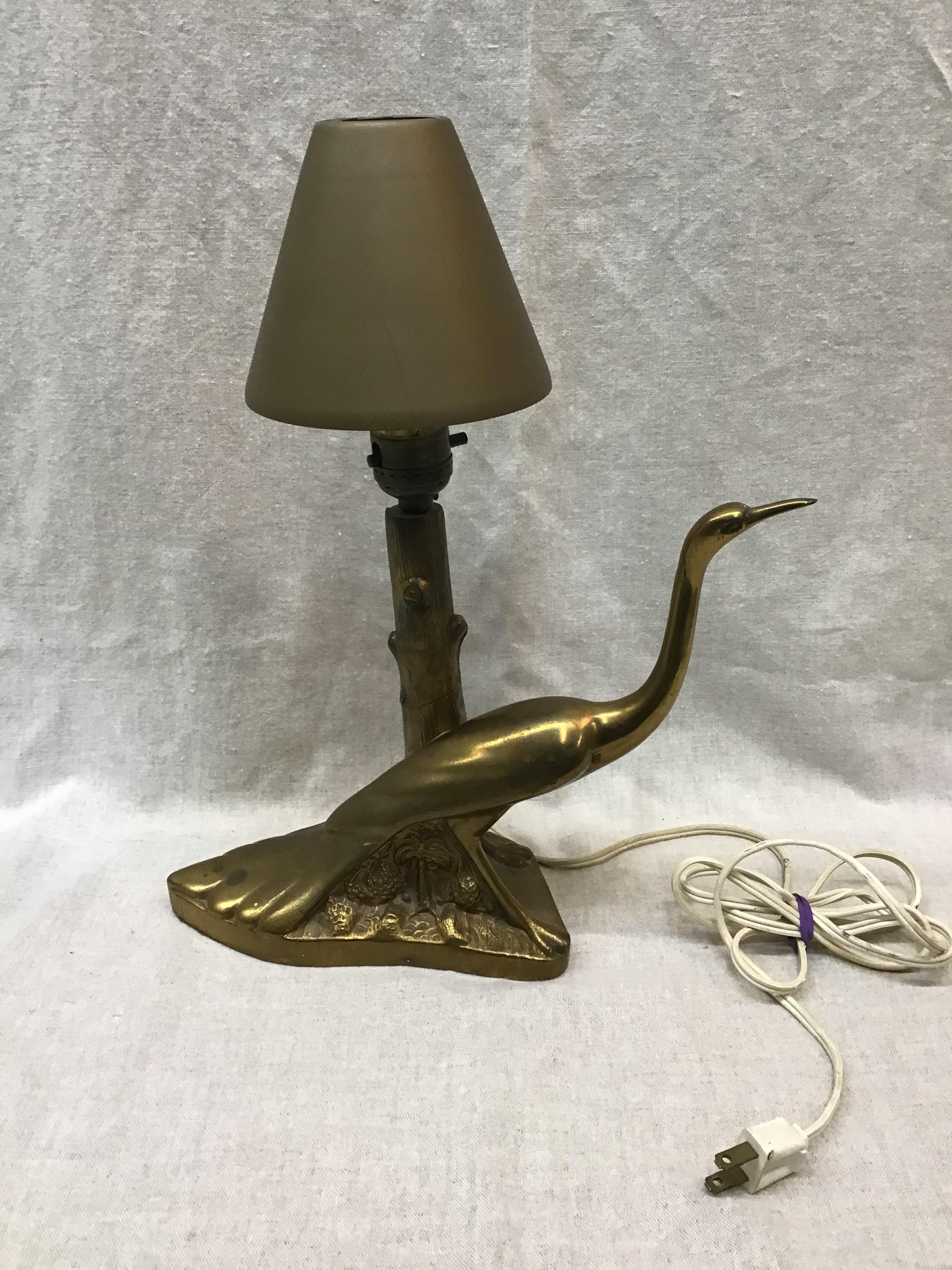 Art Deco Cast metal Peacock table Lamp