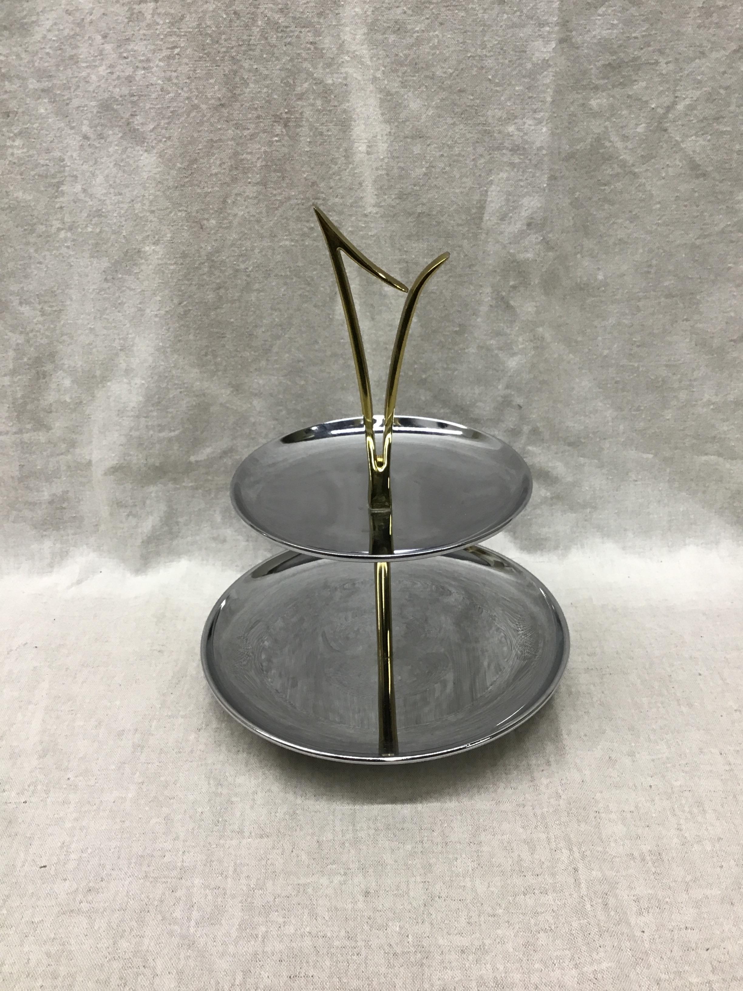 Vintage Chrome & Brass 2-tier Server