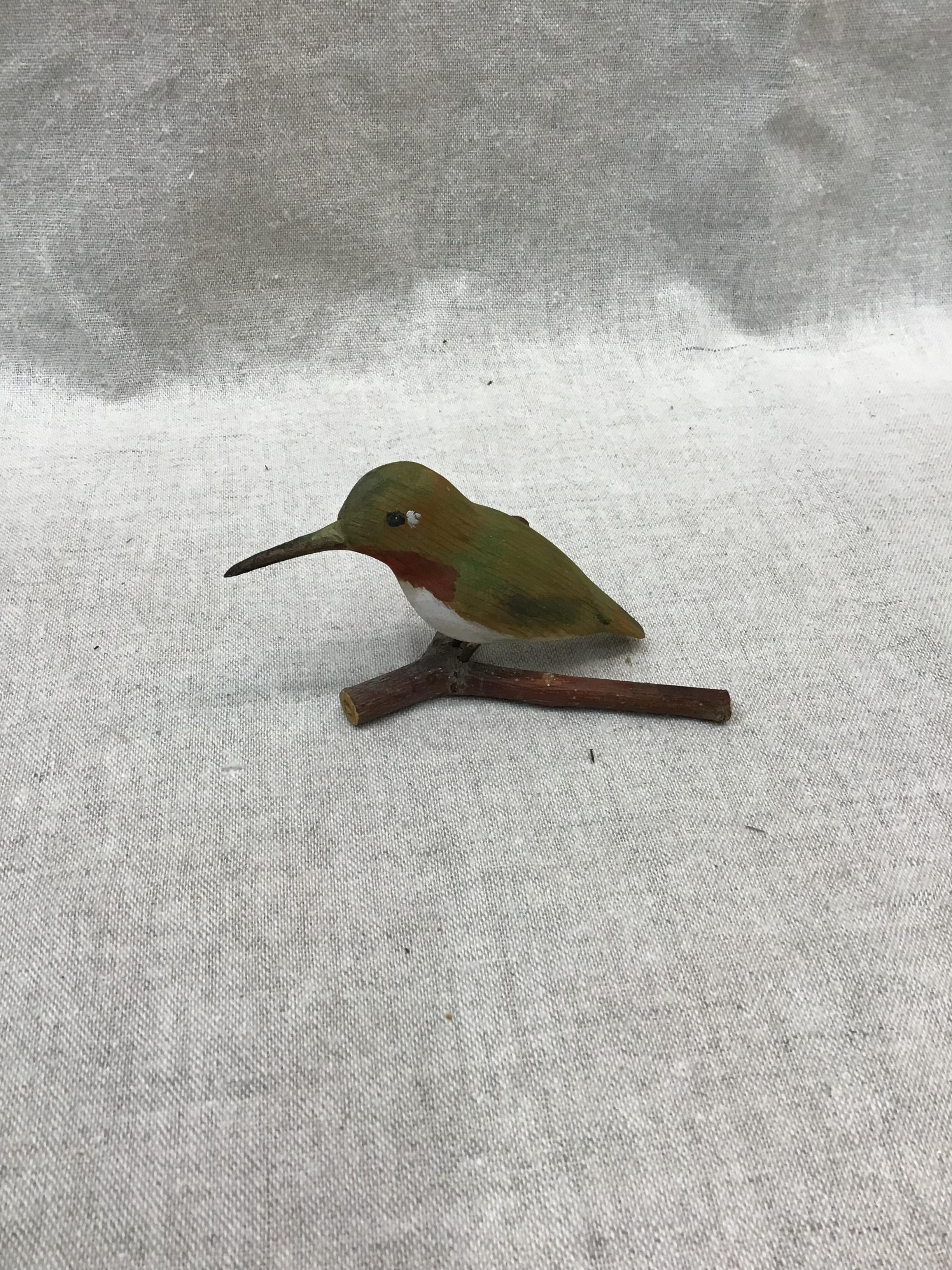 Vintage Hand Carved Hummingbird on a Branch