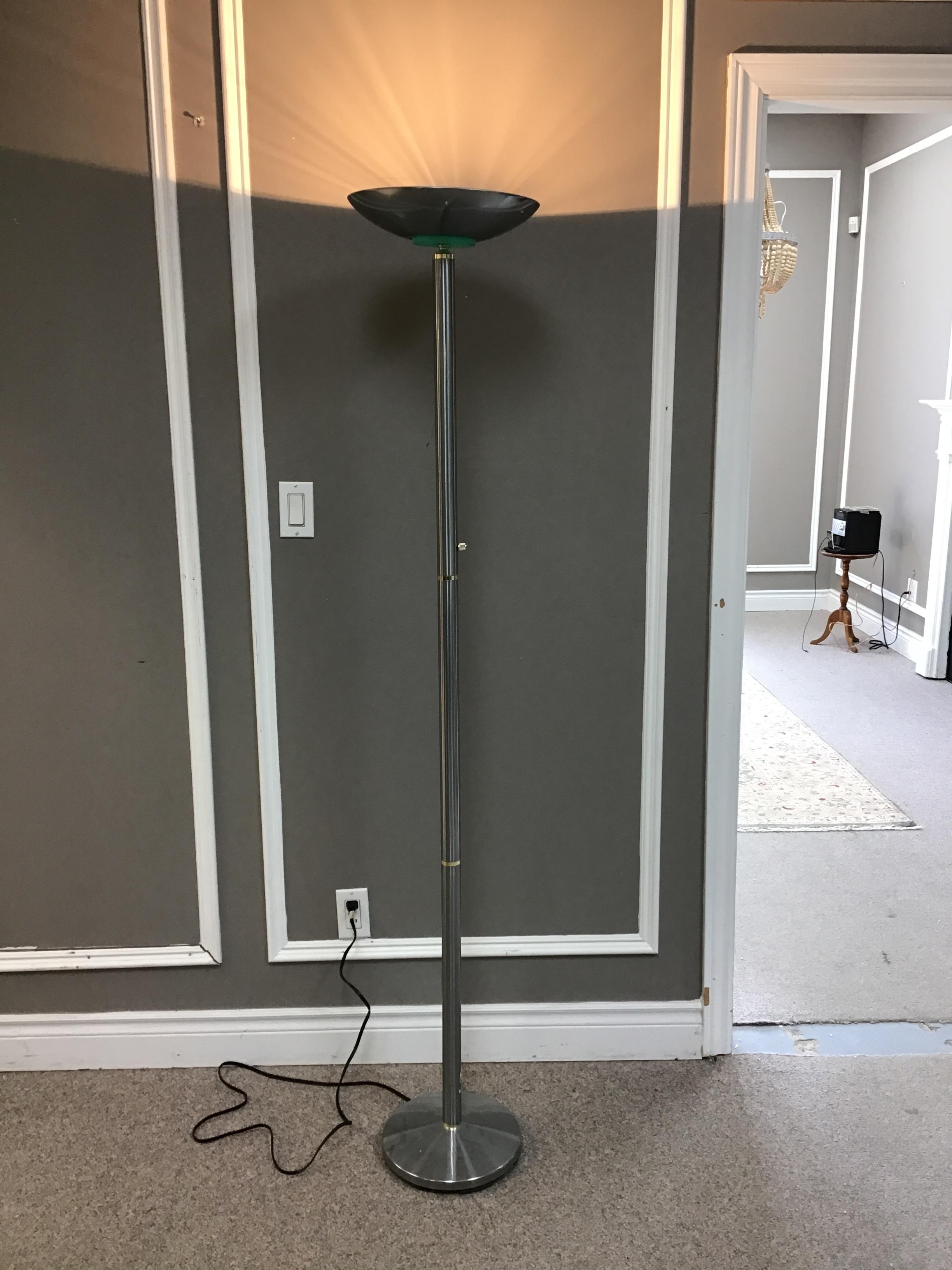 Modern Brushed Steel Torchiere Floor Lamp