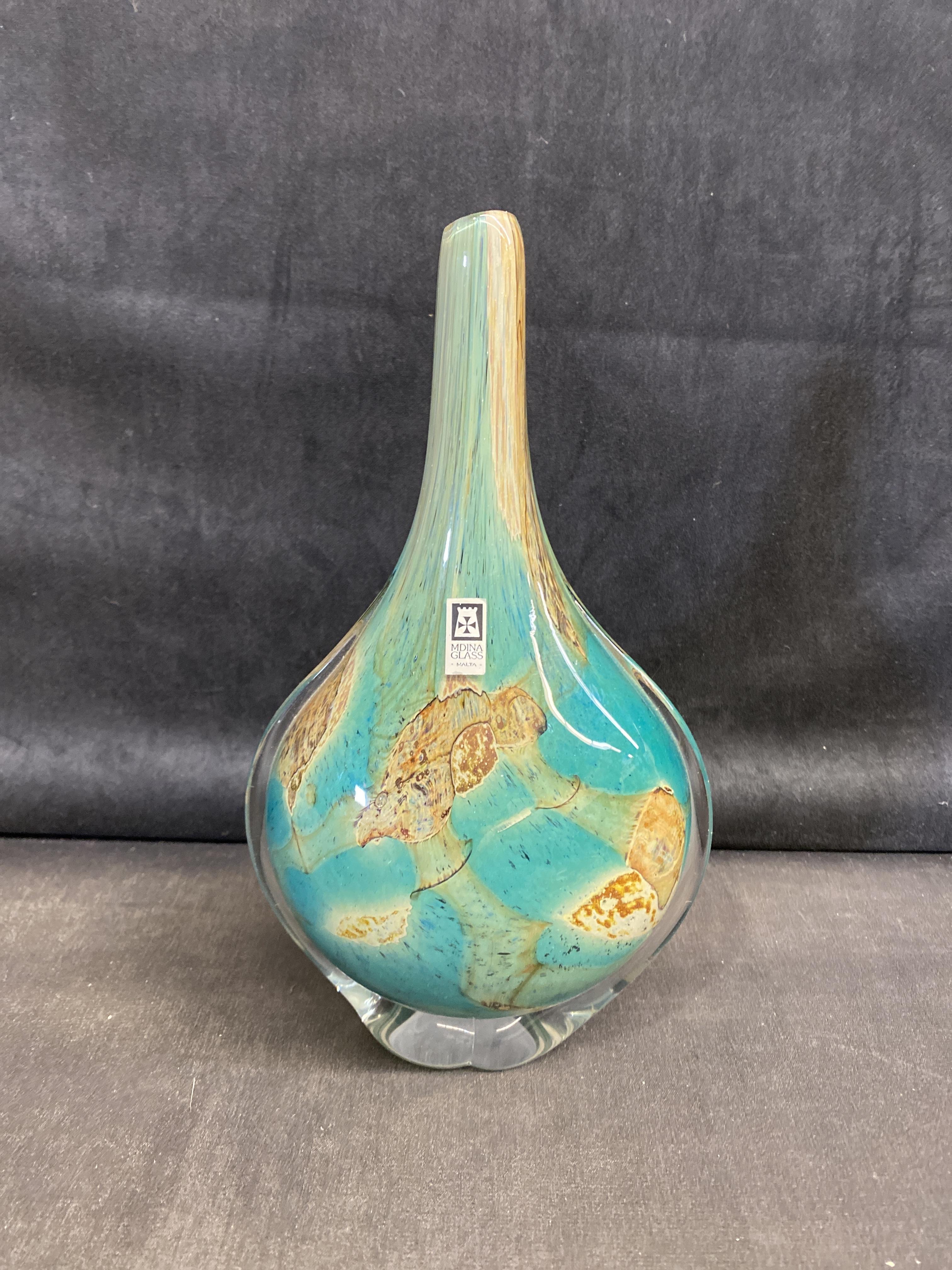 Mdina Art Glass Vase - Turquoise » The Millionaire's Daughter