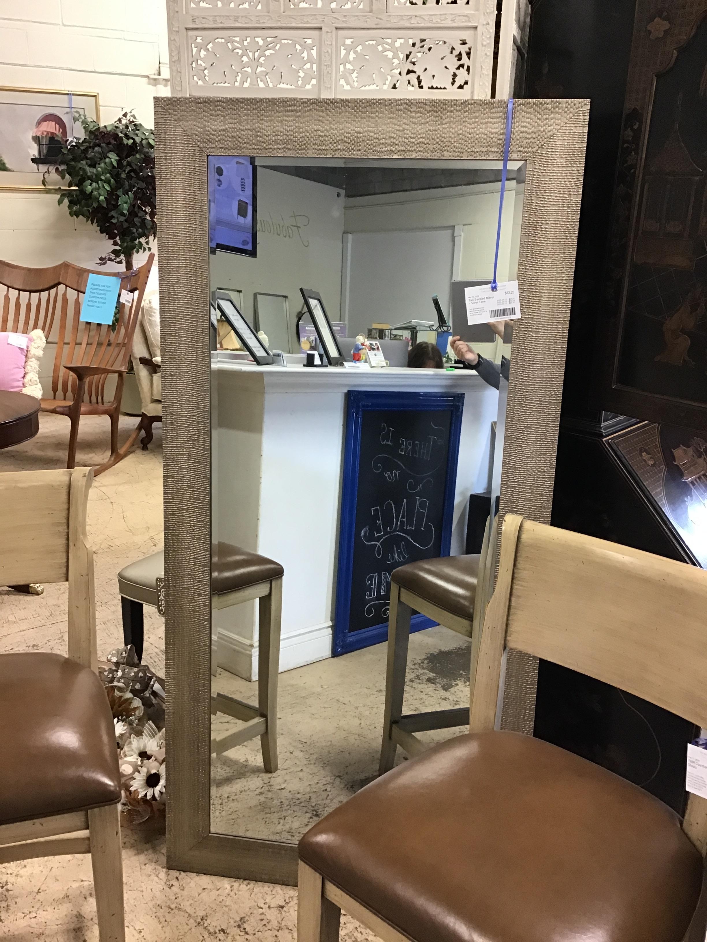 Tall Beveled Mirror – Silver Tone