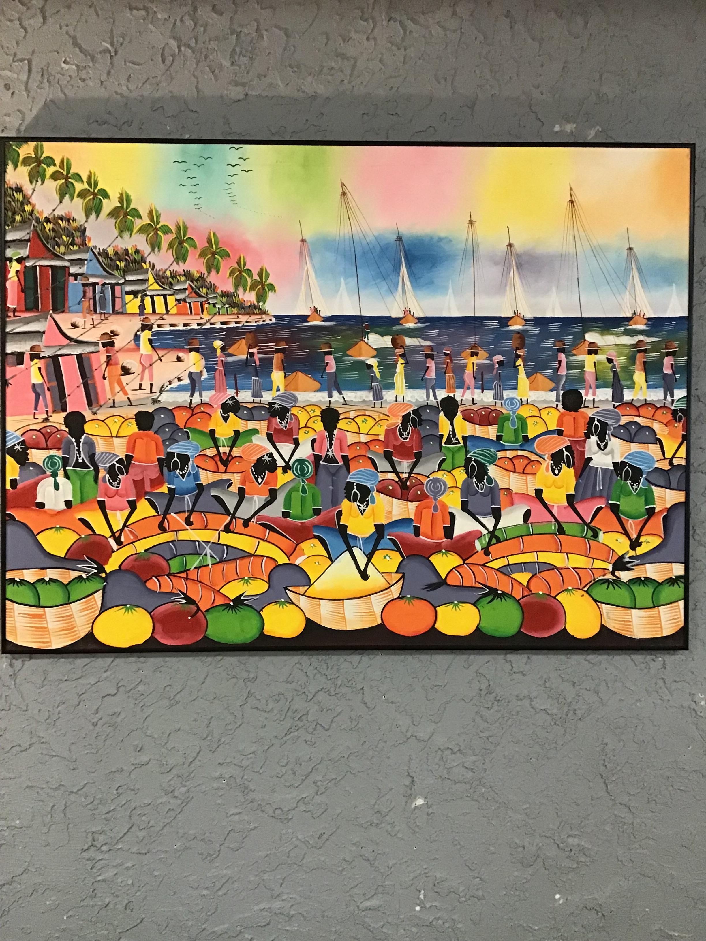 Colourful Caribbean Beach Scene Painting