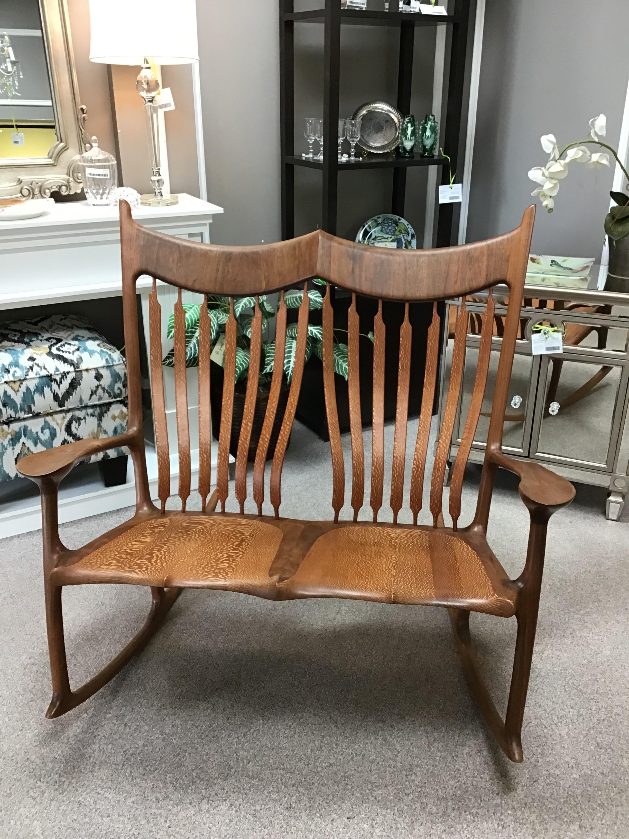 Sam Maloof-inspired Canadian Walnut Double Rocking Chair