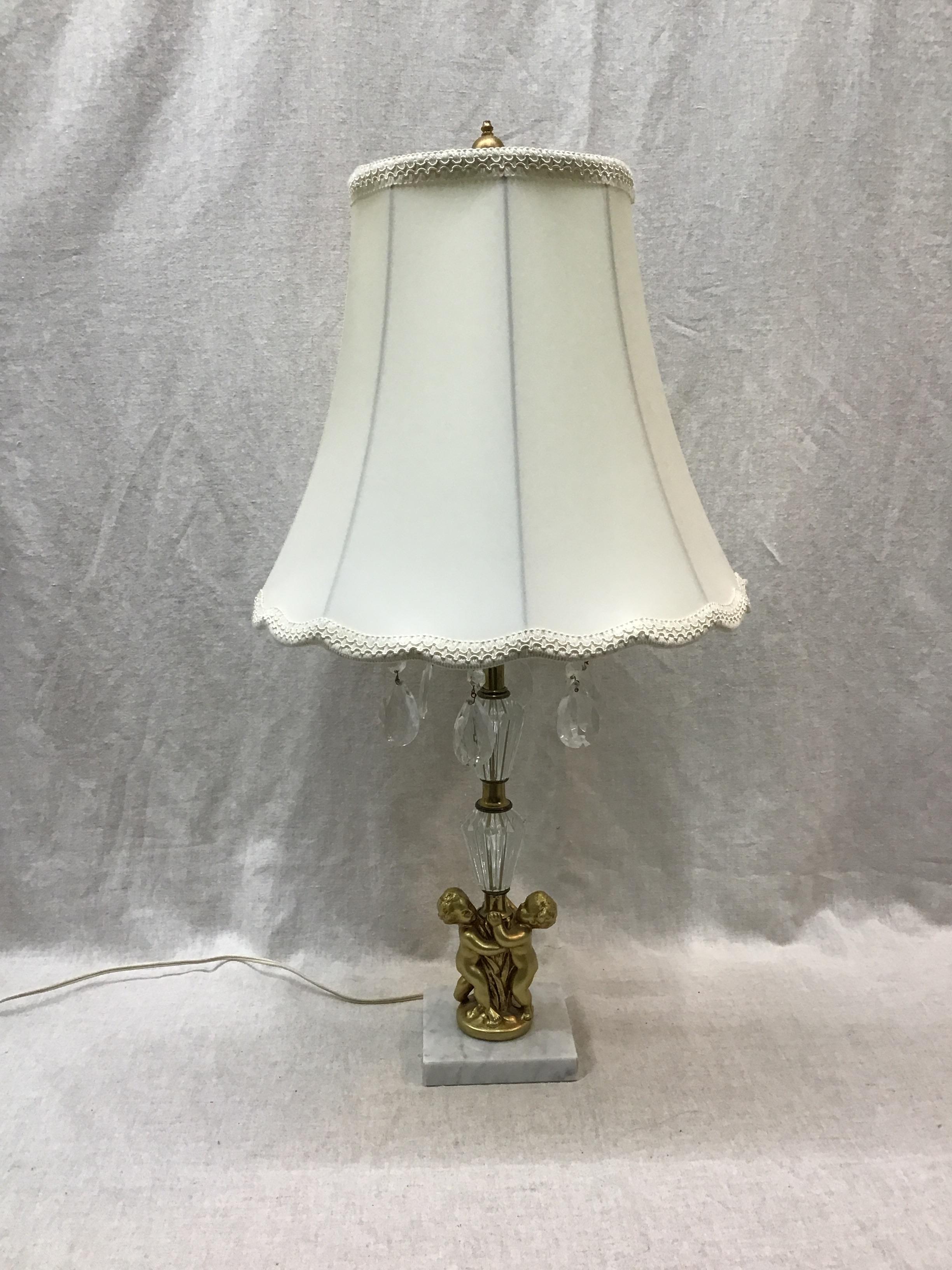 Vintage Brass & Crystal Cherub Lamp » The Millionaire's Daughter