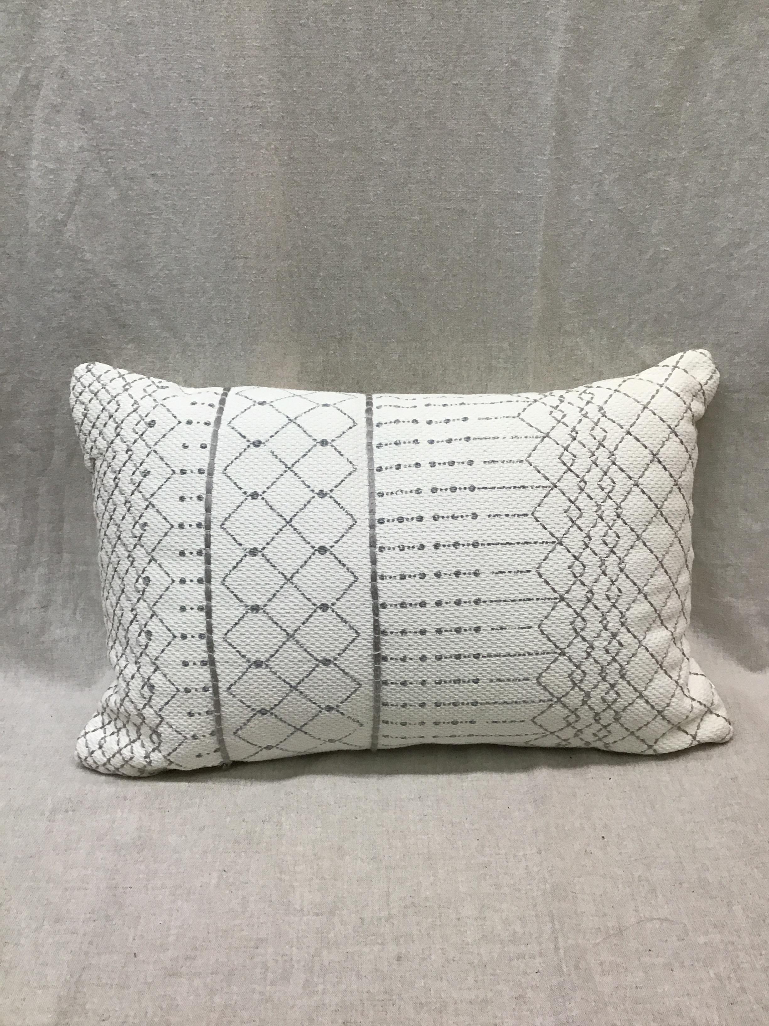 White & Gray Boho 20″ x 12″ Pillow