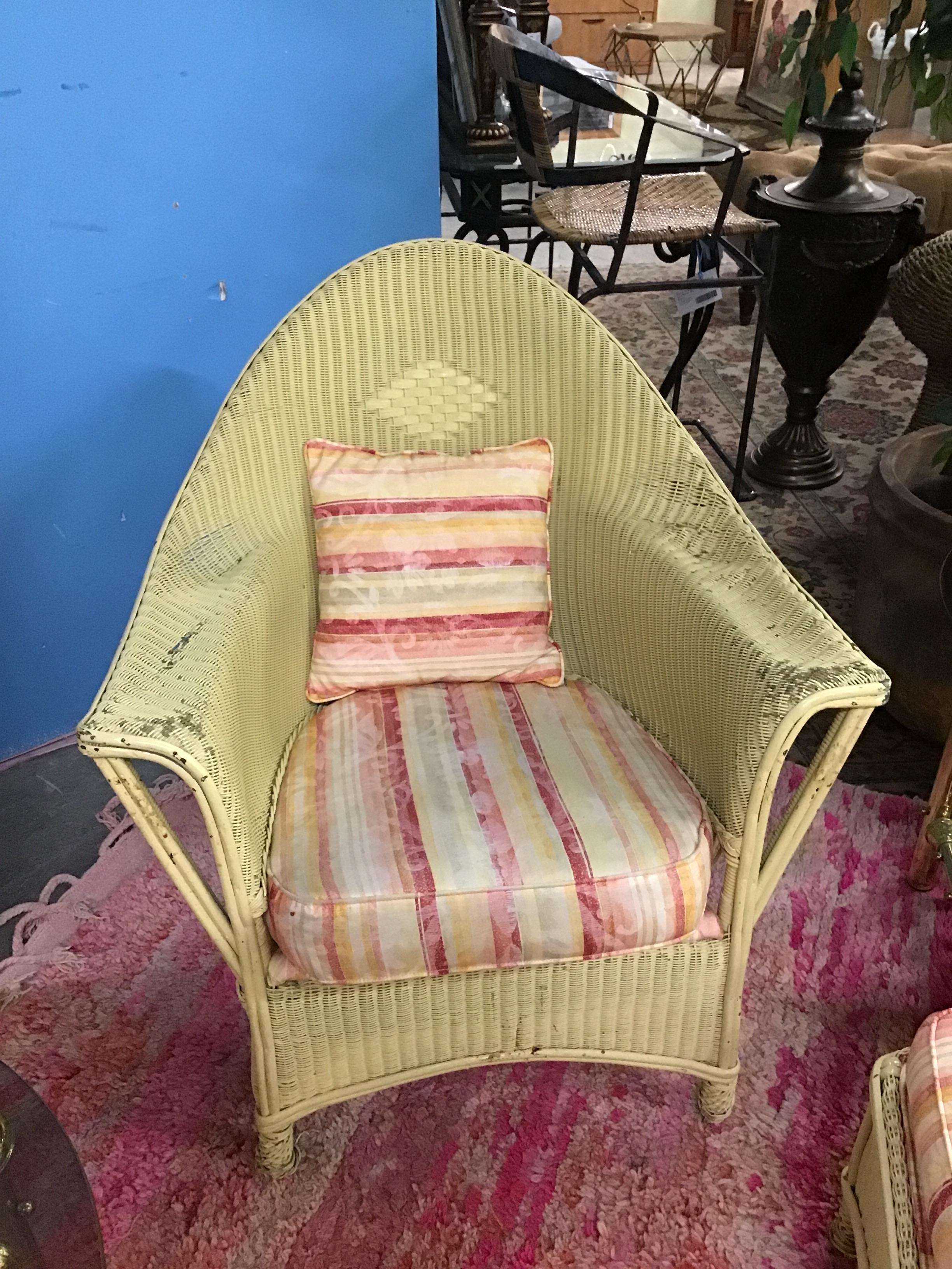 Vintage Yellow Wicker Chair