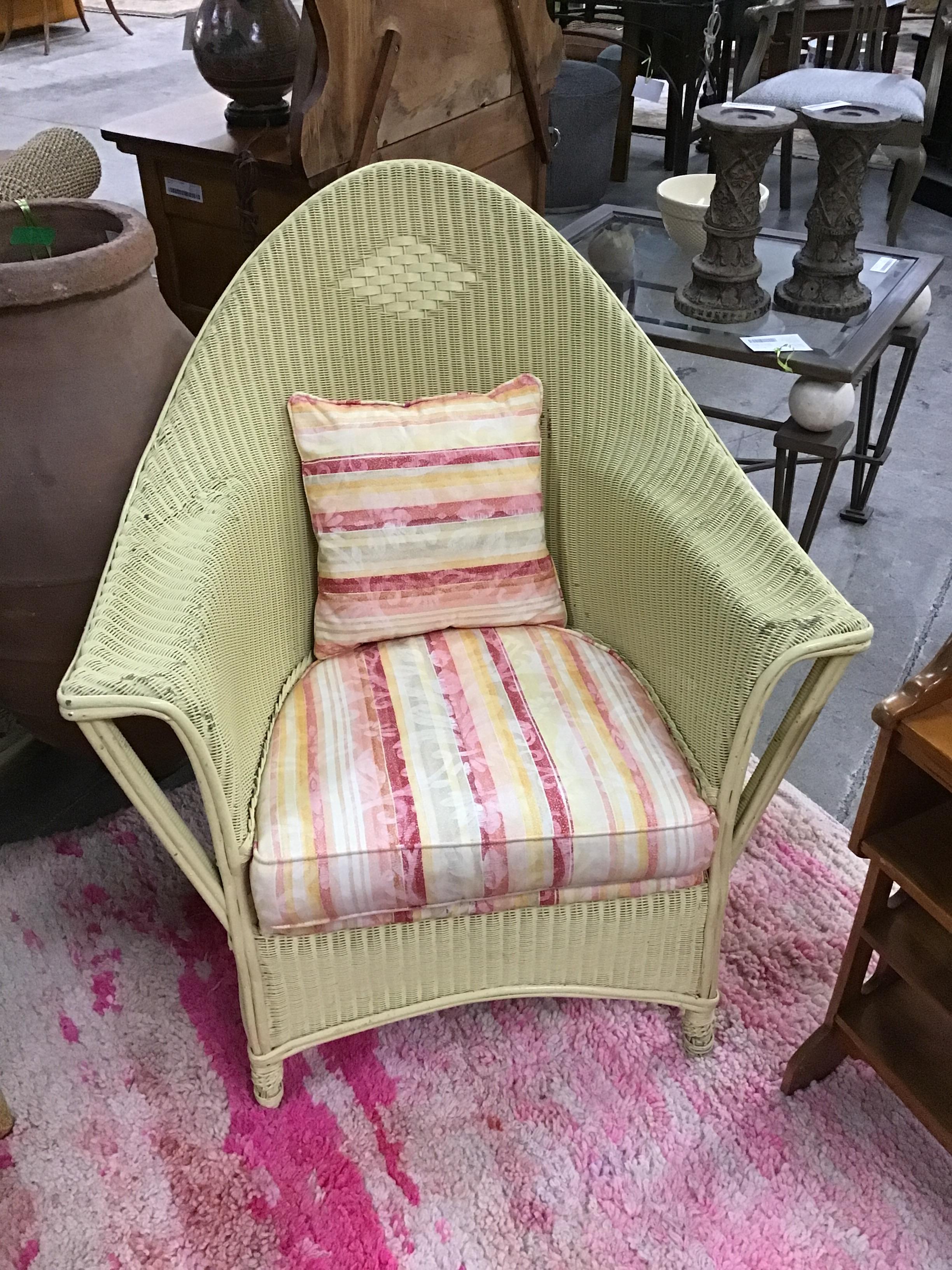 Vintage Yellow Wicker Chair
