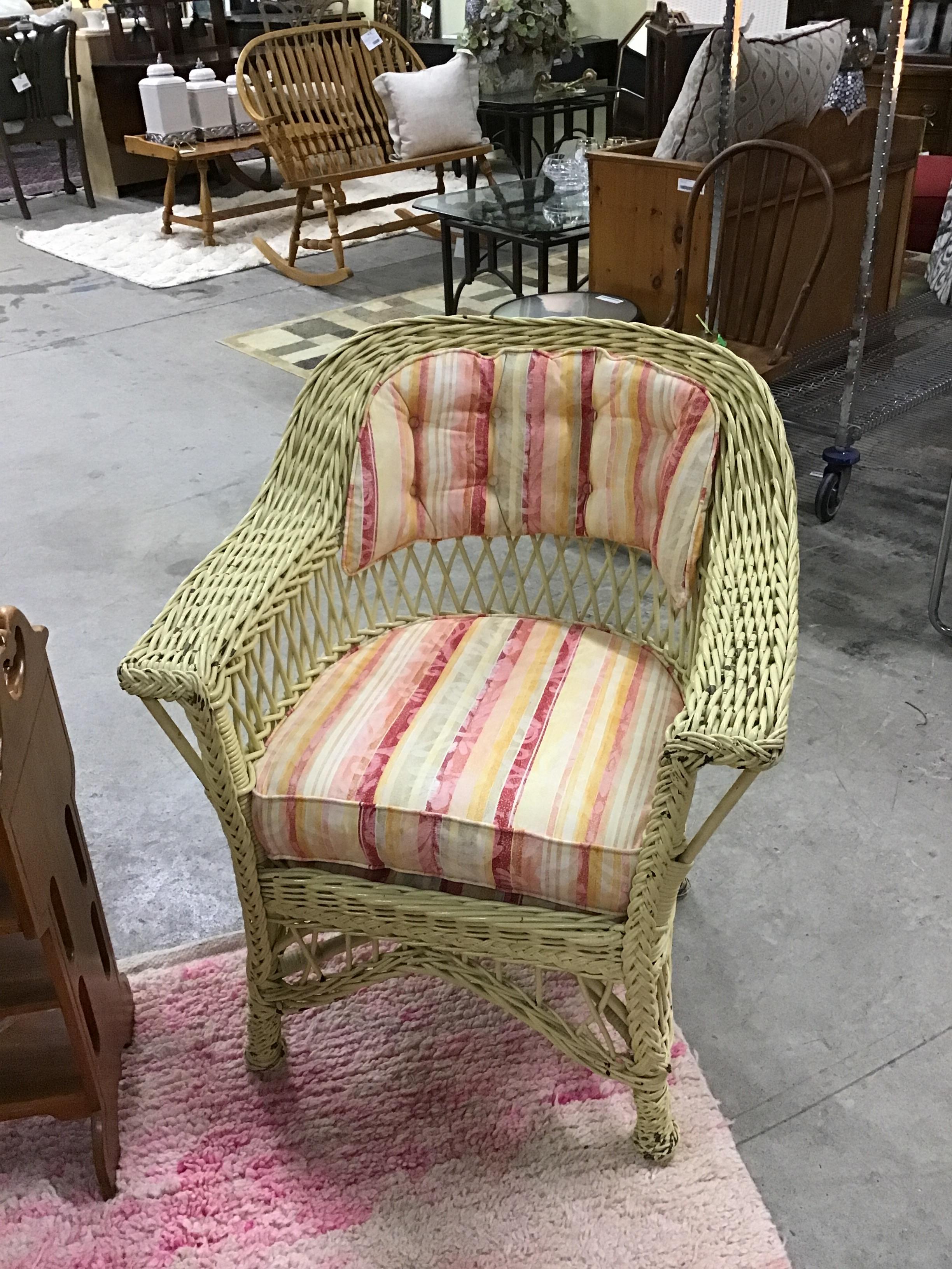 Vintage Yellow Rattan Chair