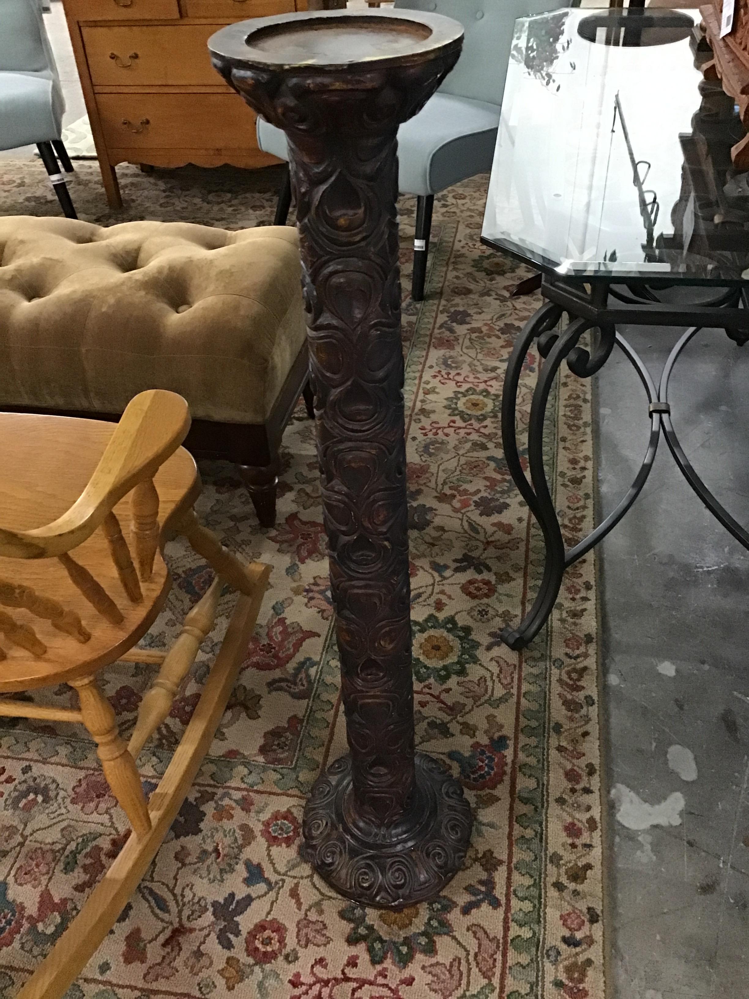 Unique Carved Wood Plant Stand