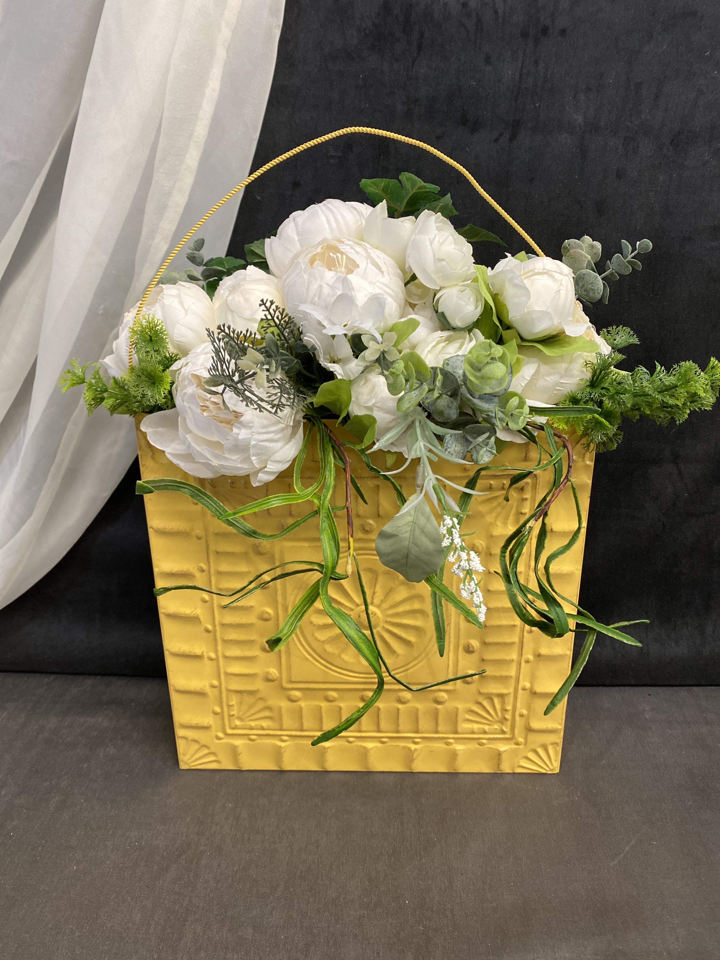 Painted Metal Floral Wall Decor – Yellow
