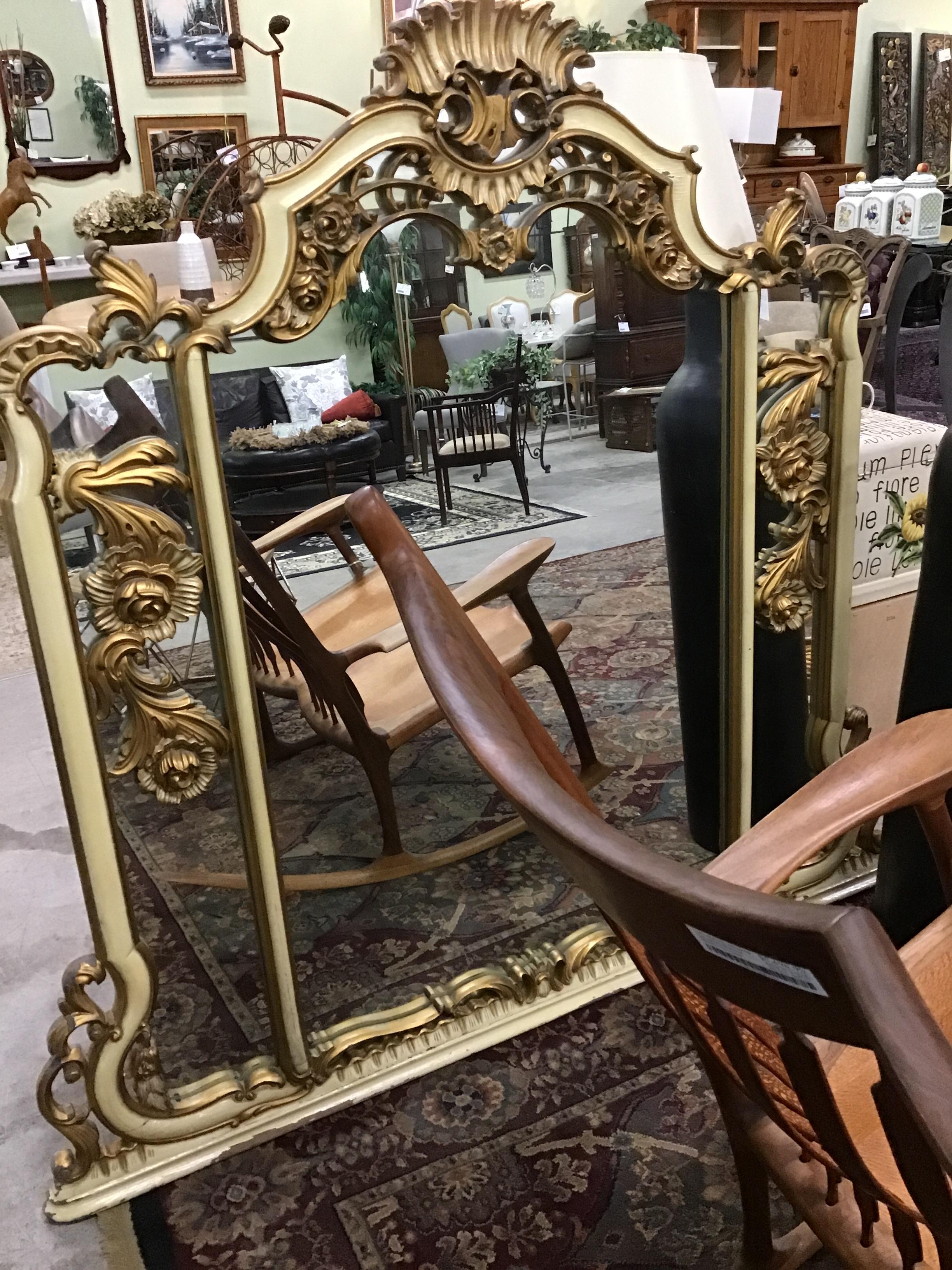 Vintage Gold & Pale Yellow Ornate Mirror