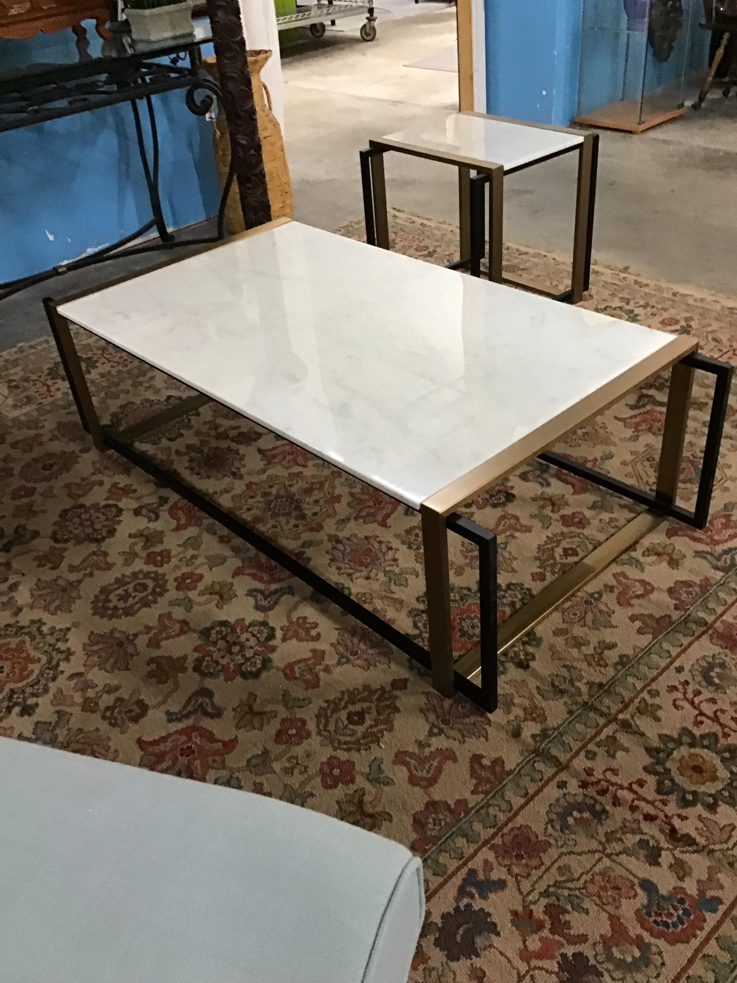 Brushed Brass & Black Coffee Table