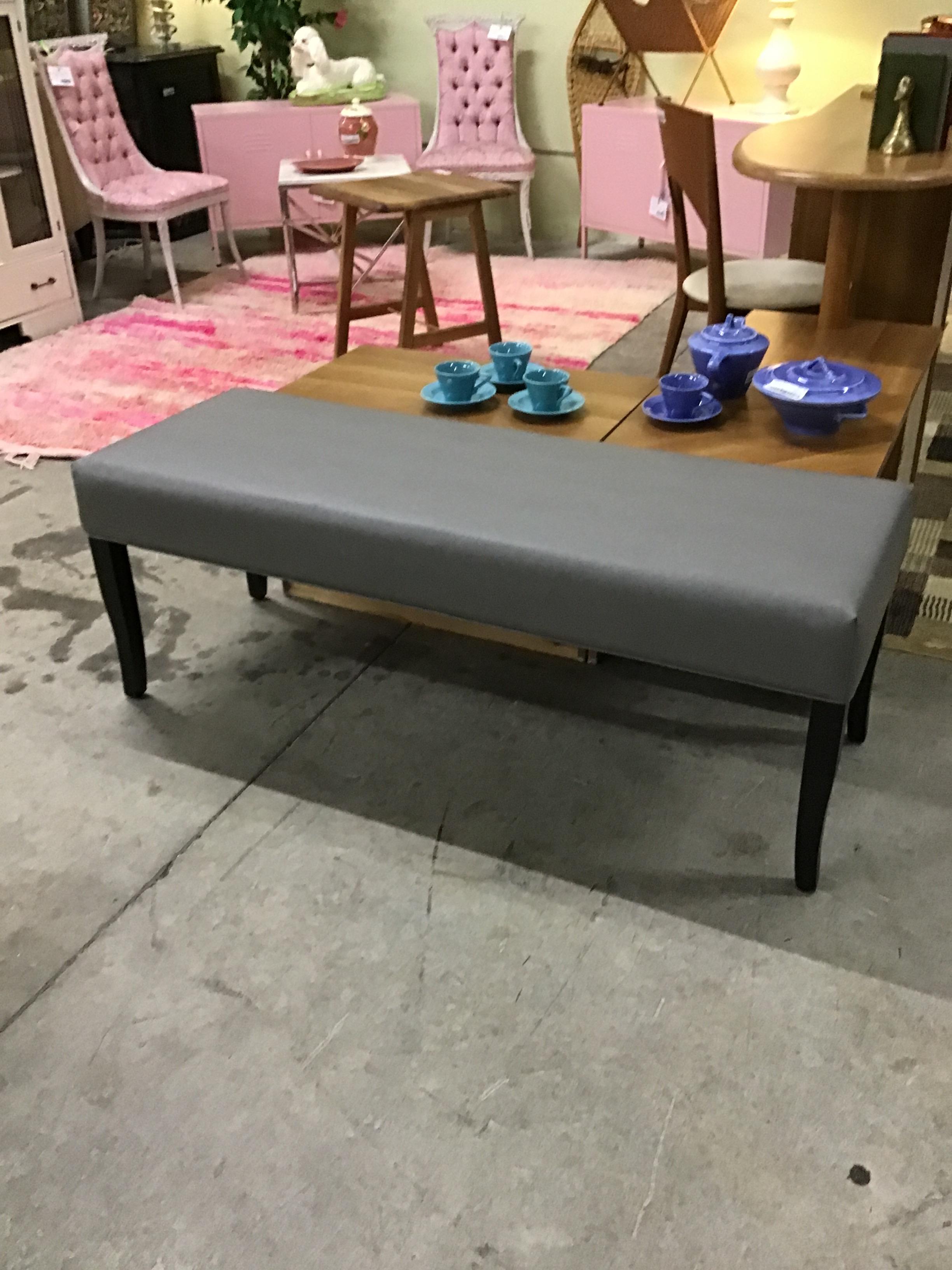 Mouse Gray Faux Leather Bench