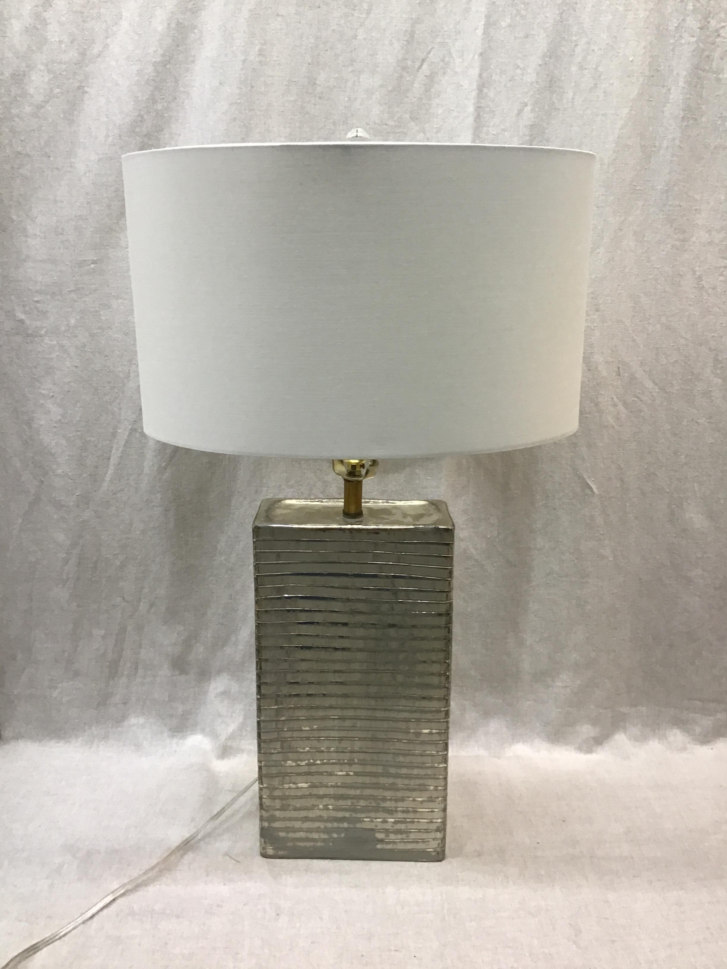 Striped Silver Glass Lamp