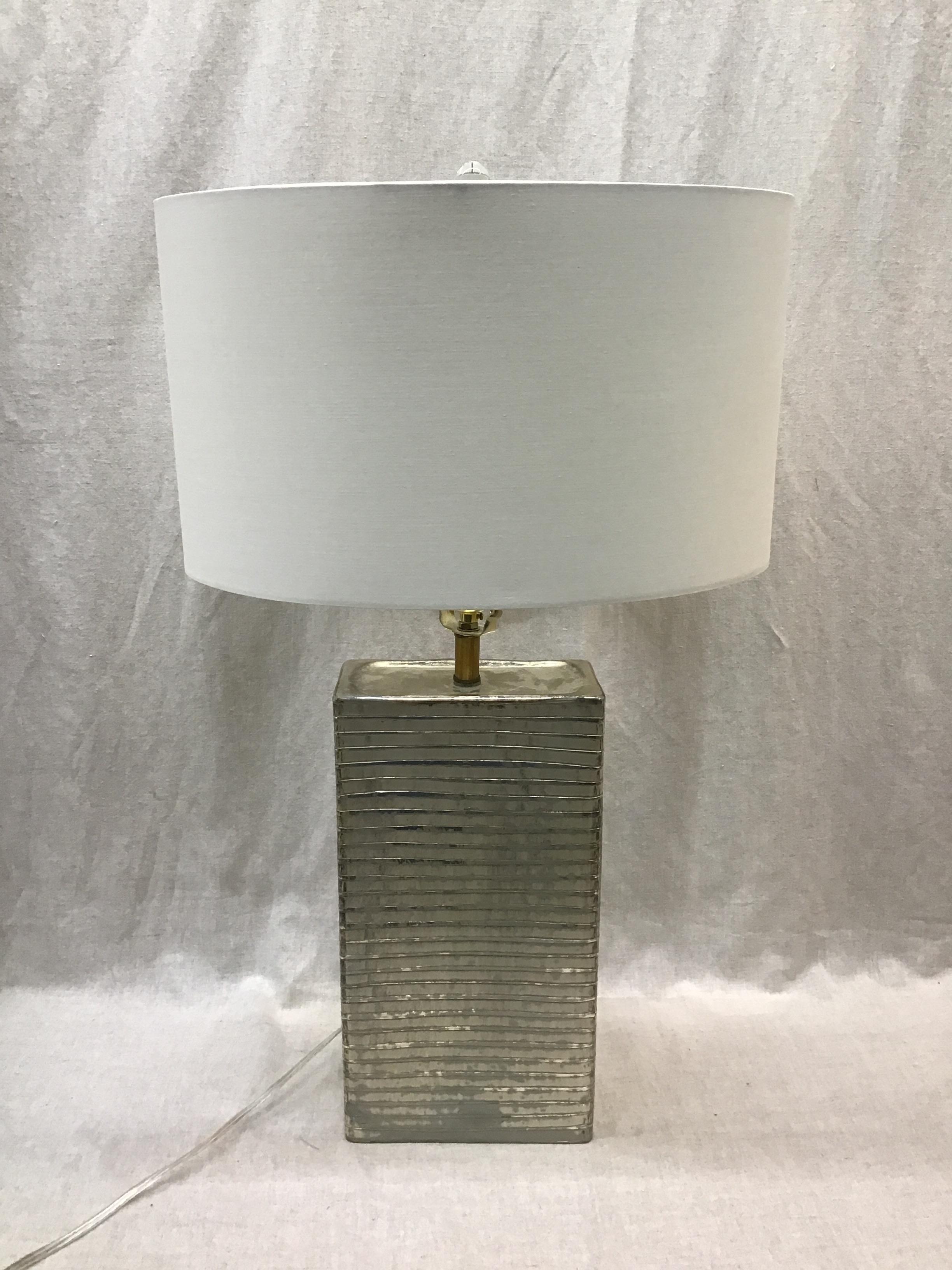 Striped Silver Glass Lamp