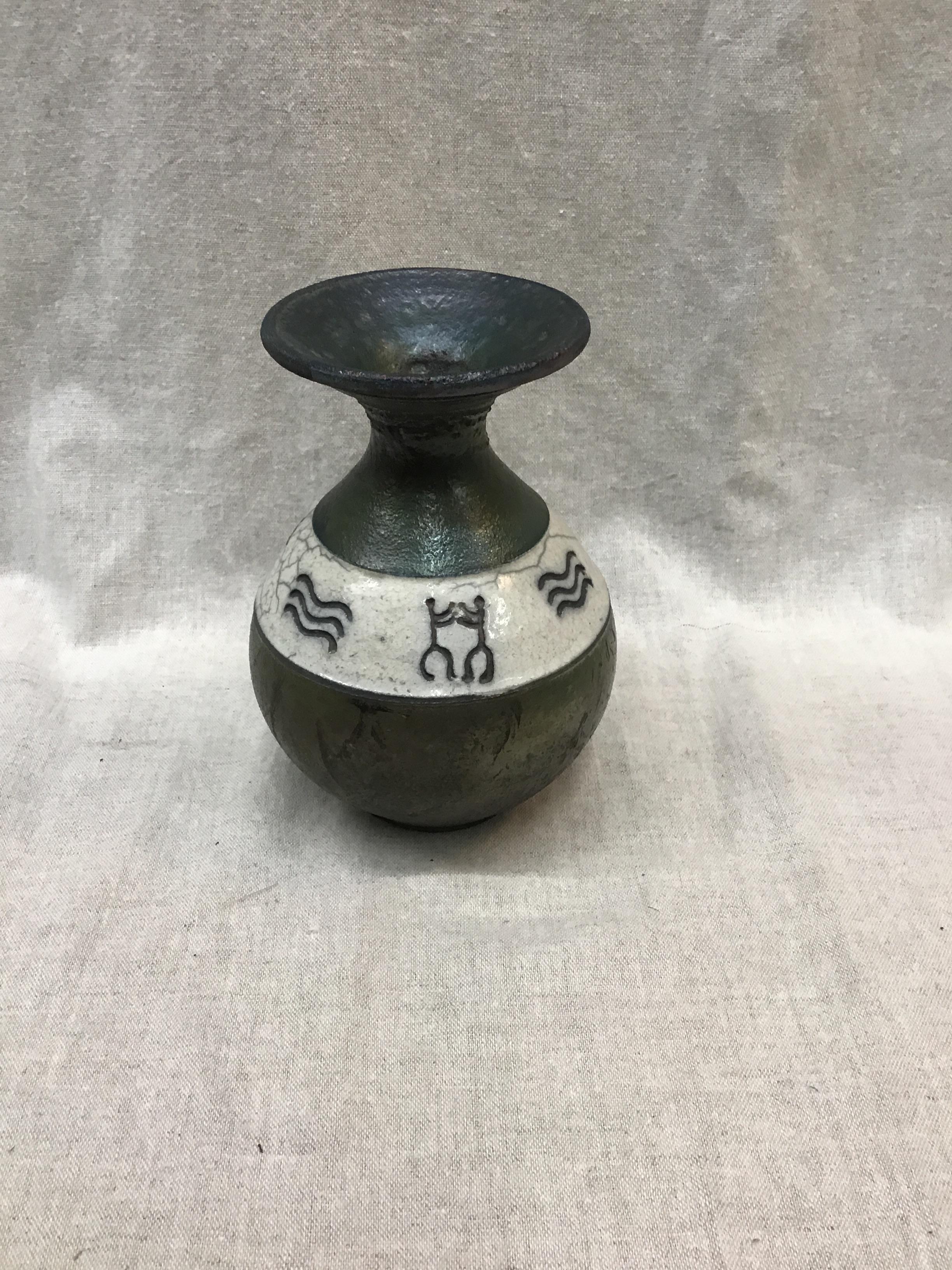 Vintage Raku Pottery Vase
