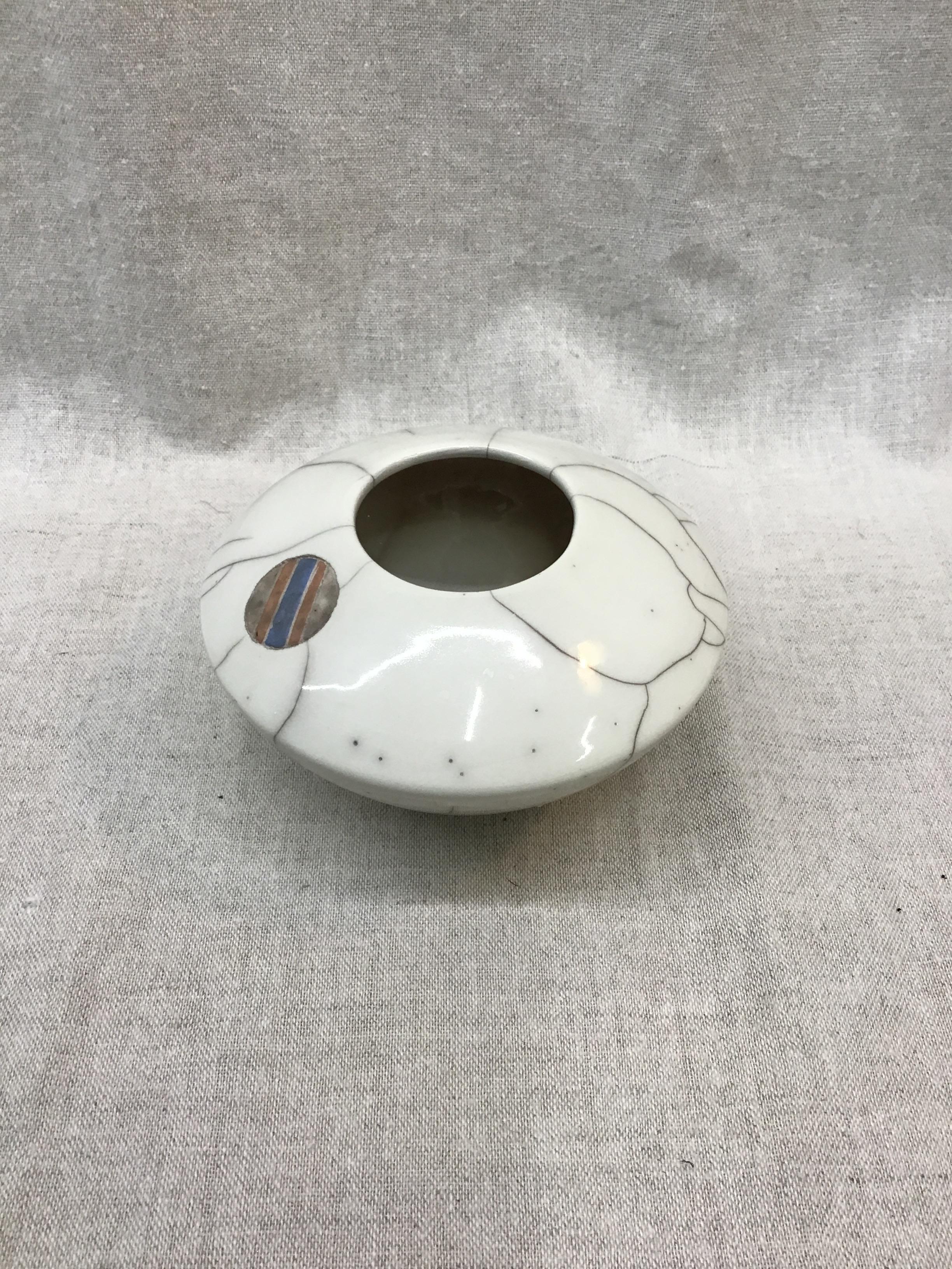 Vintage White Crackle Raku Pot