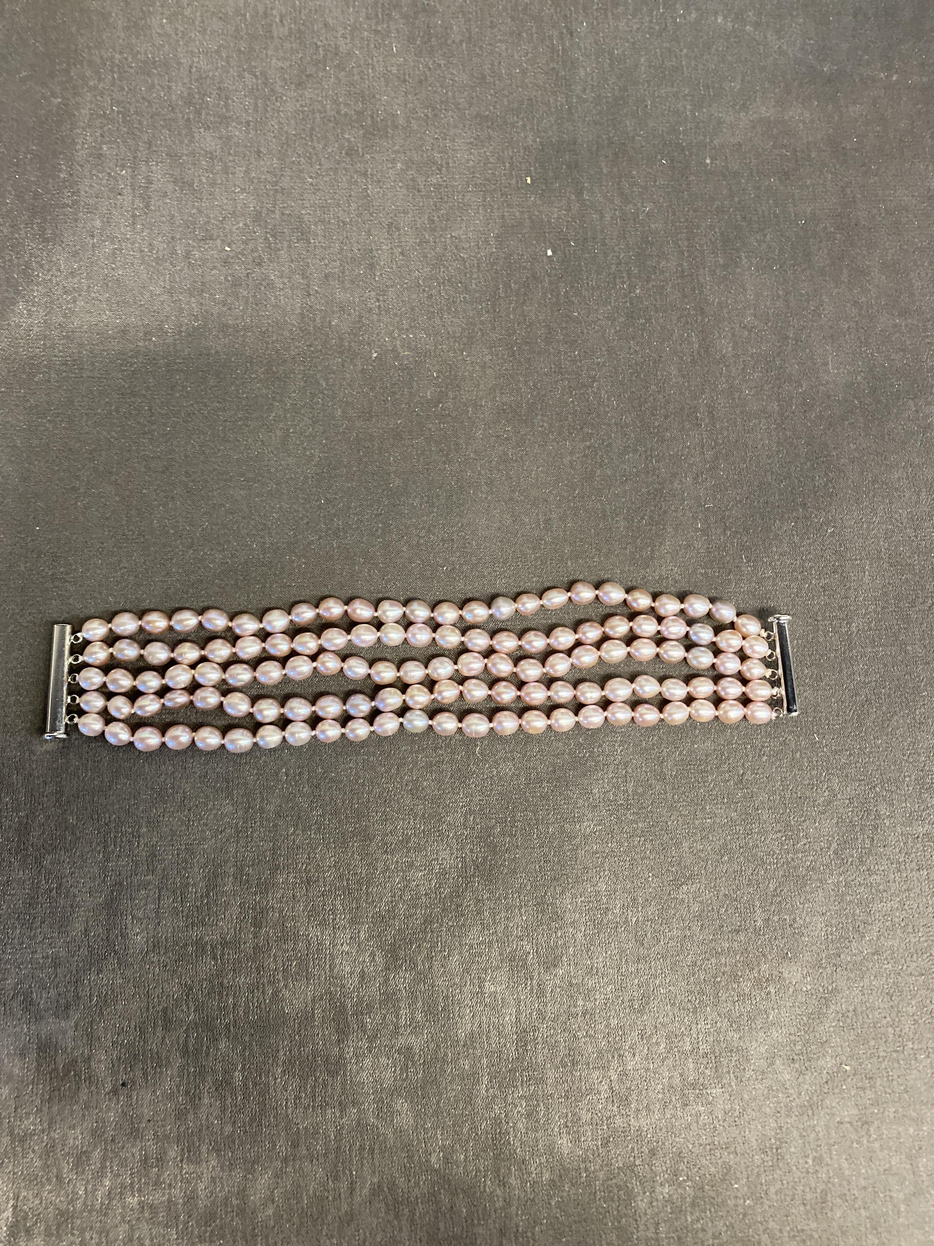 5 Strand Pearl Bracelet – Pink