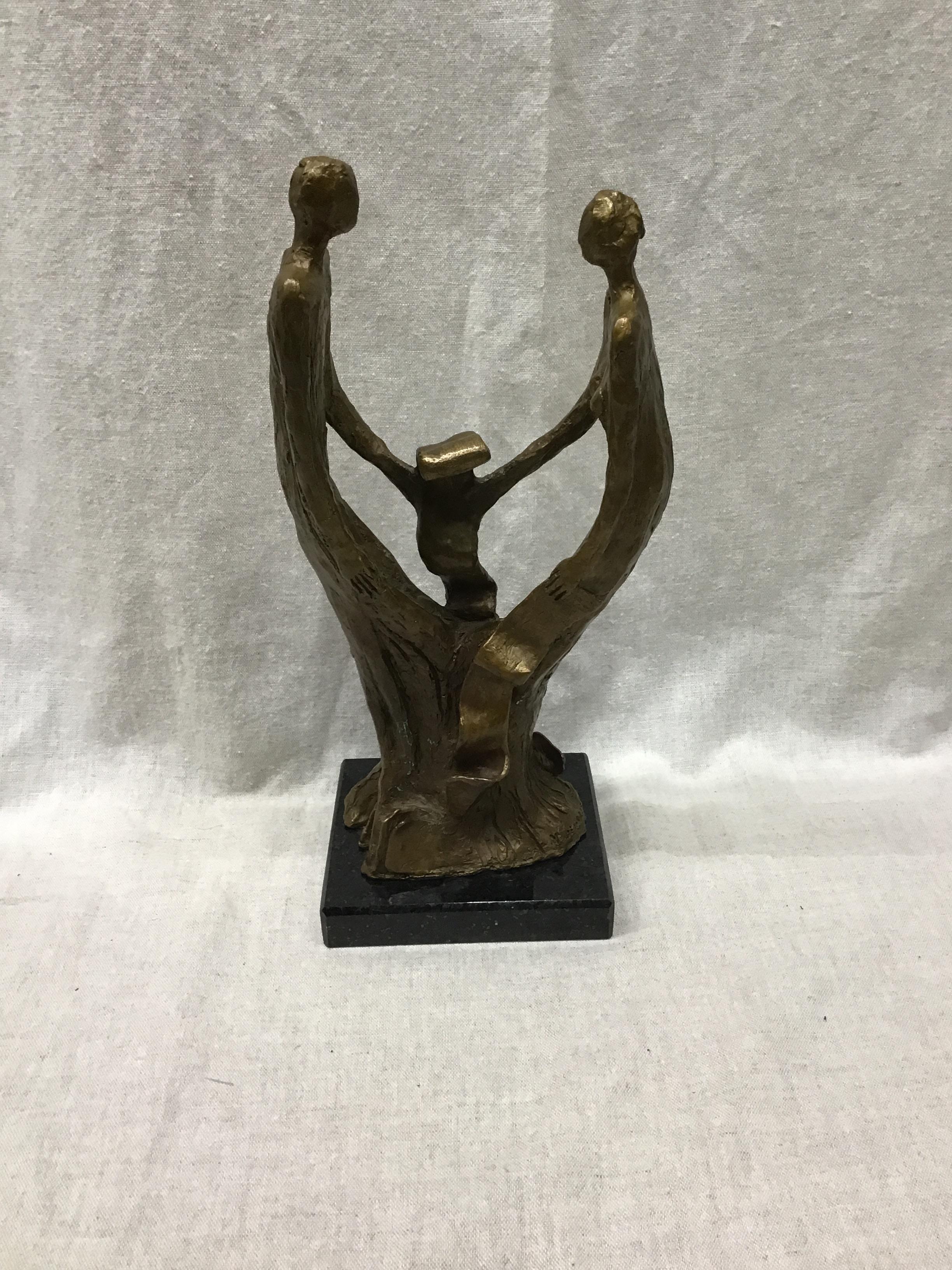 Bronze & Stone Family Sculpture
