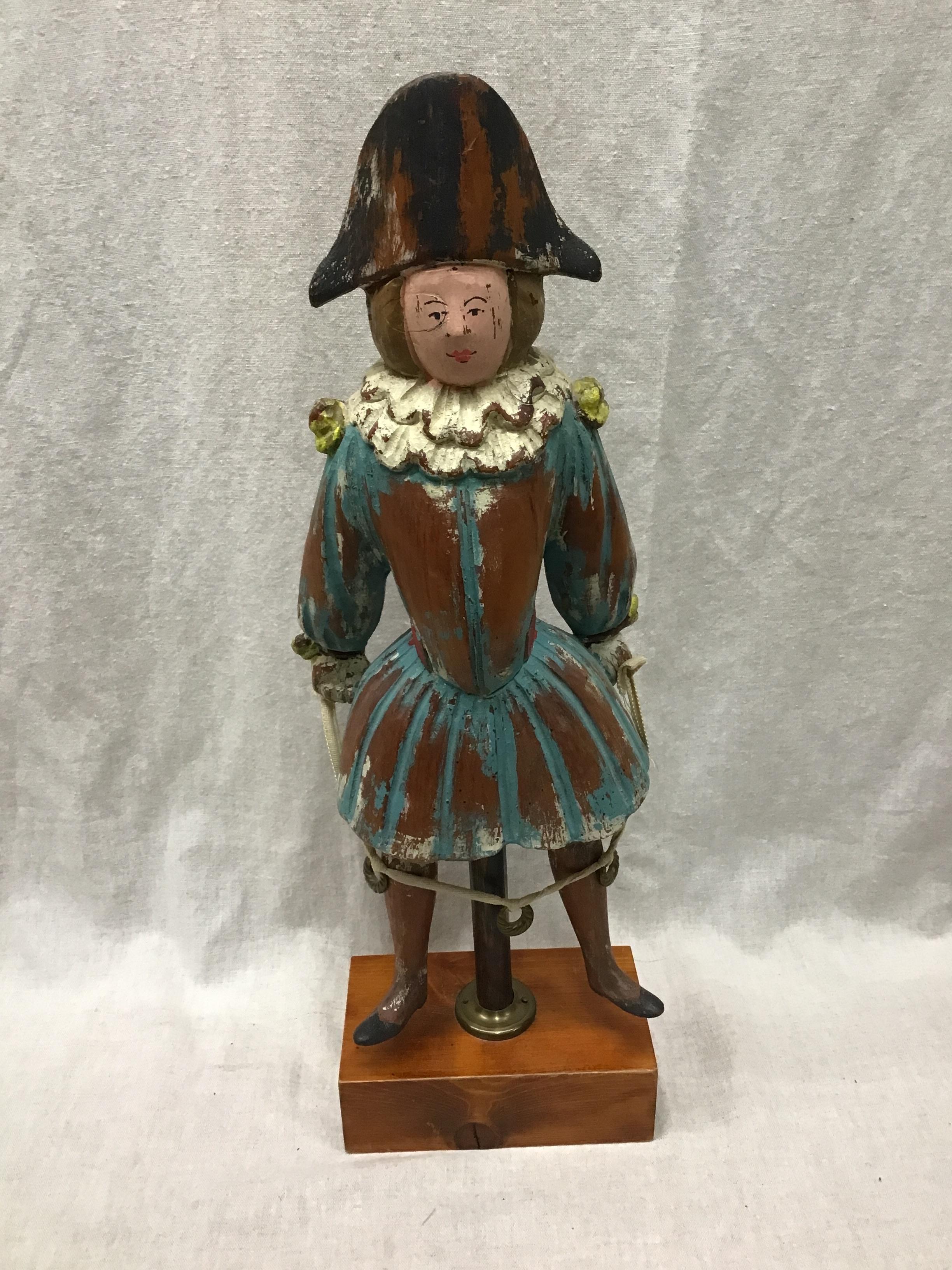 Vint. Carved Wood Harlequin Figure