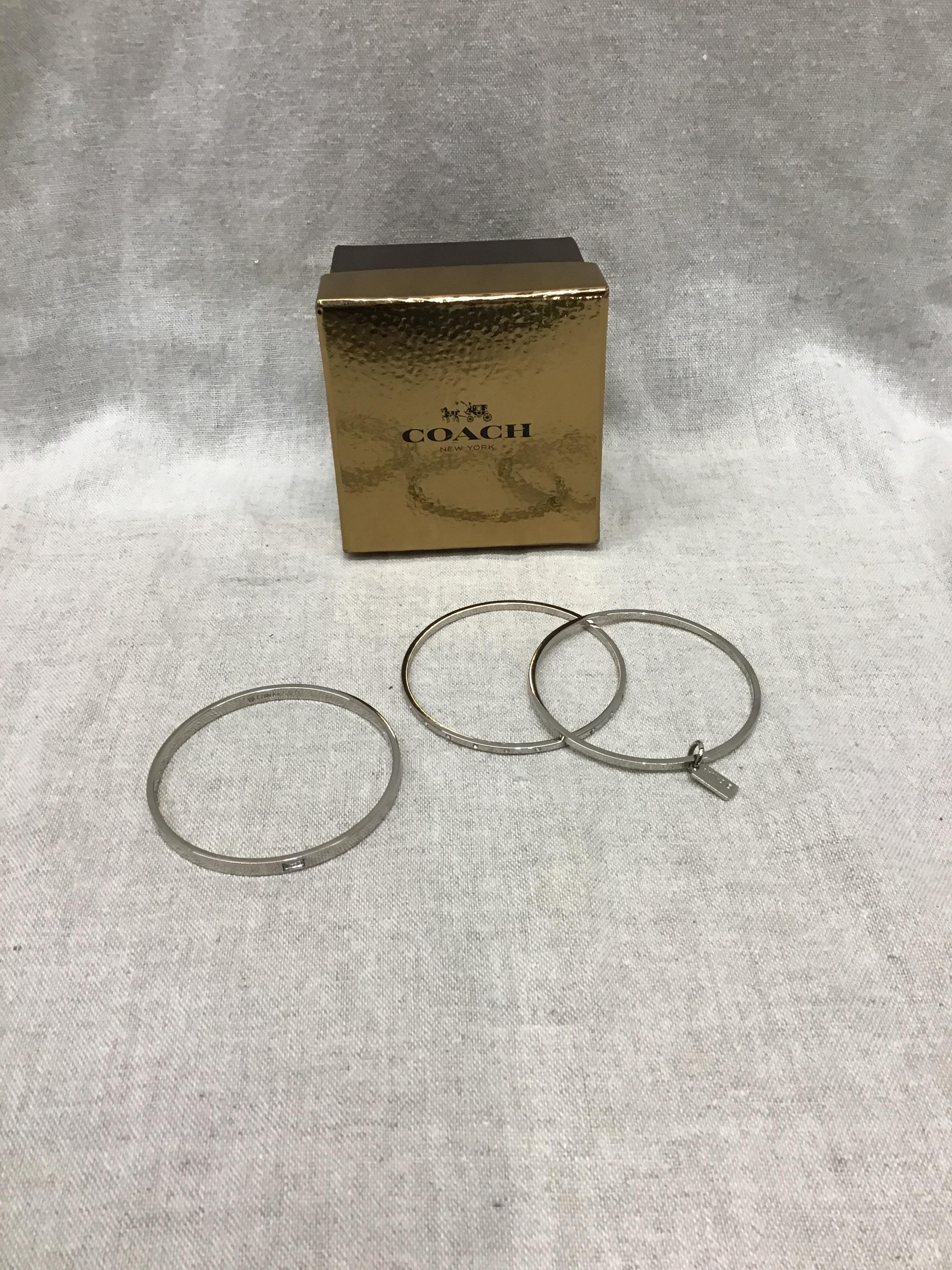 COACH Set of 3 Silver-tone Bangles