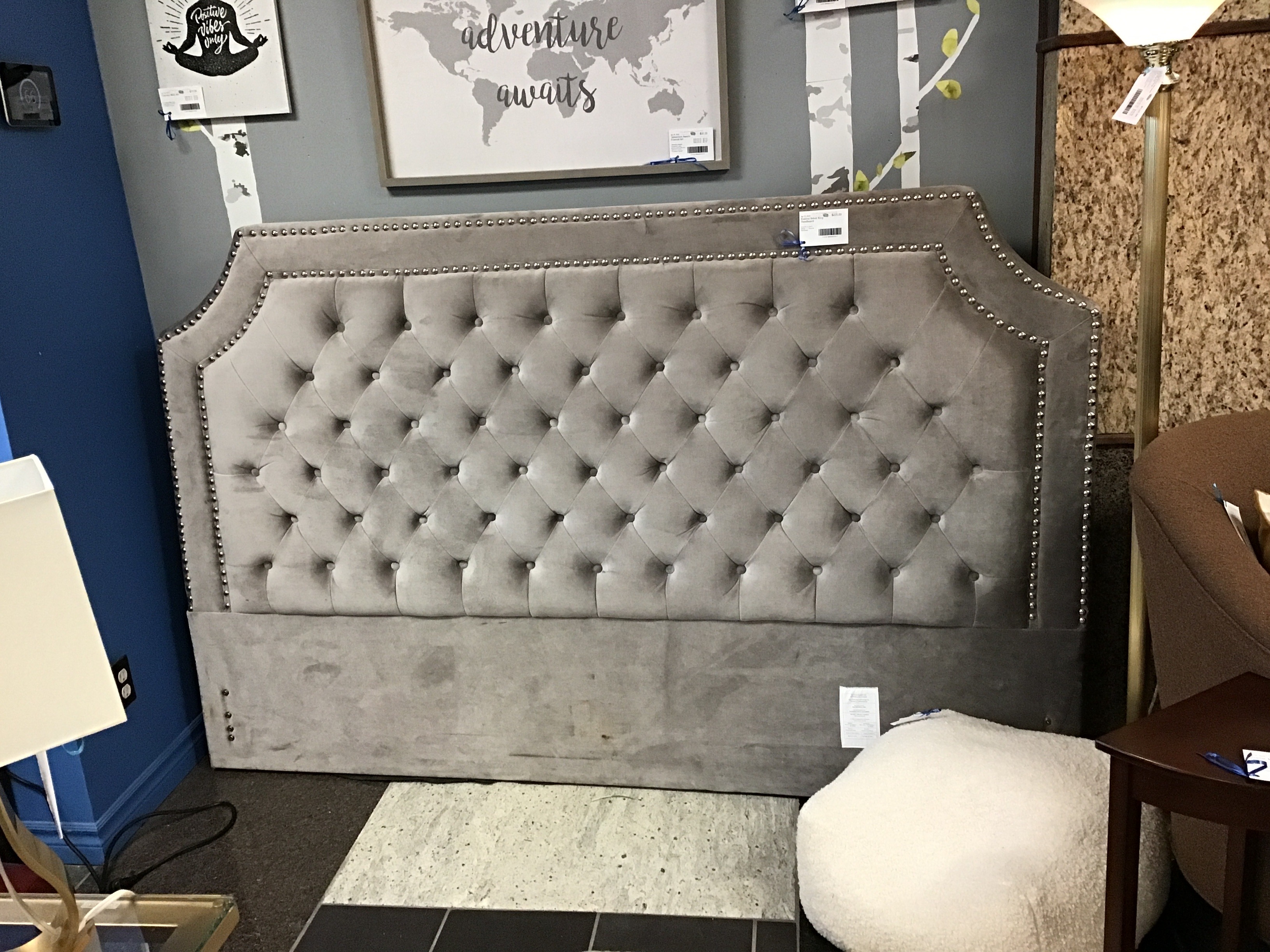 Evelina Velvet King Headboard