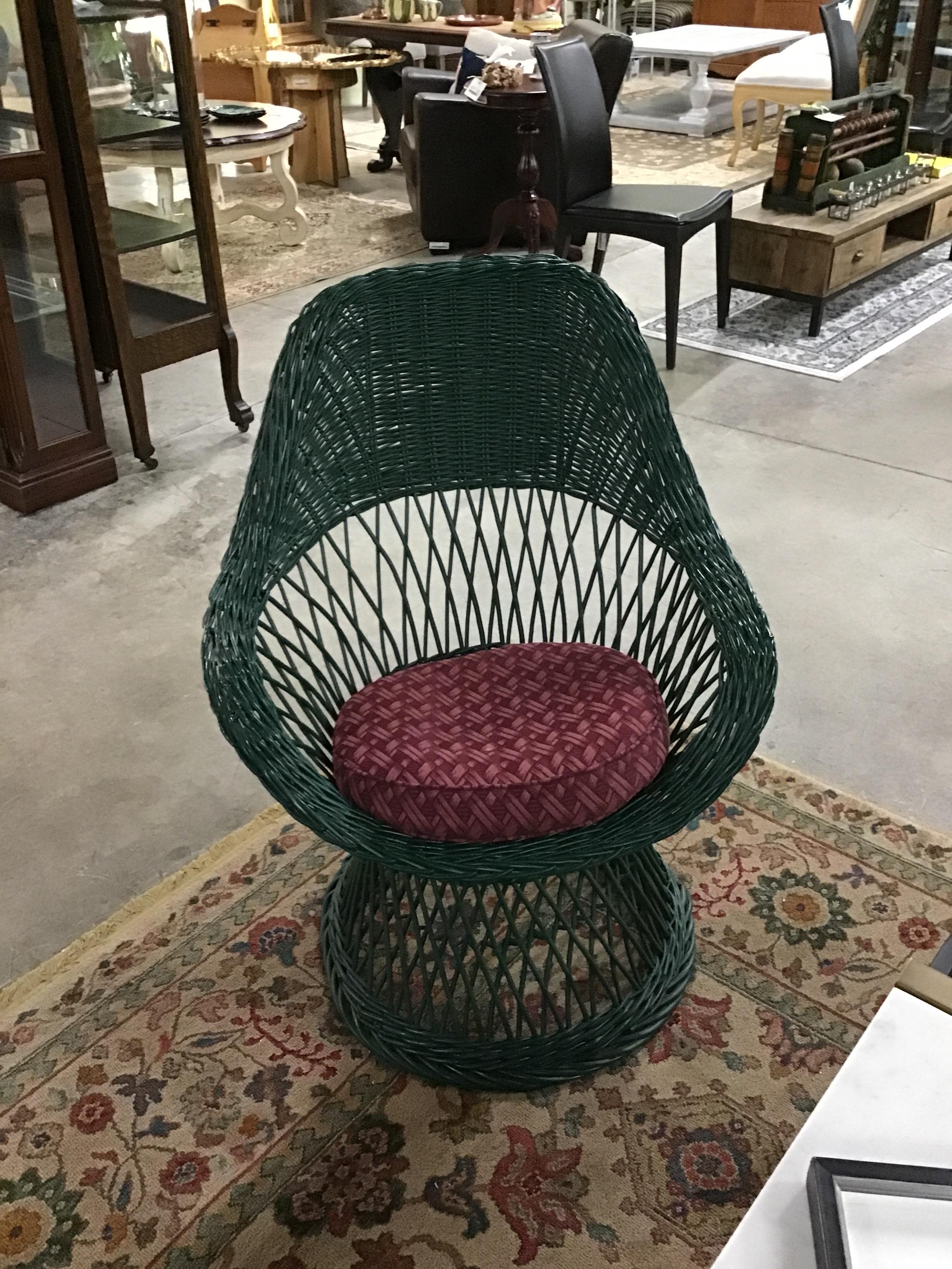 Vintage Green Wicker Chair