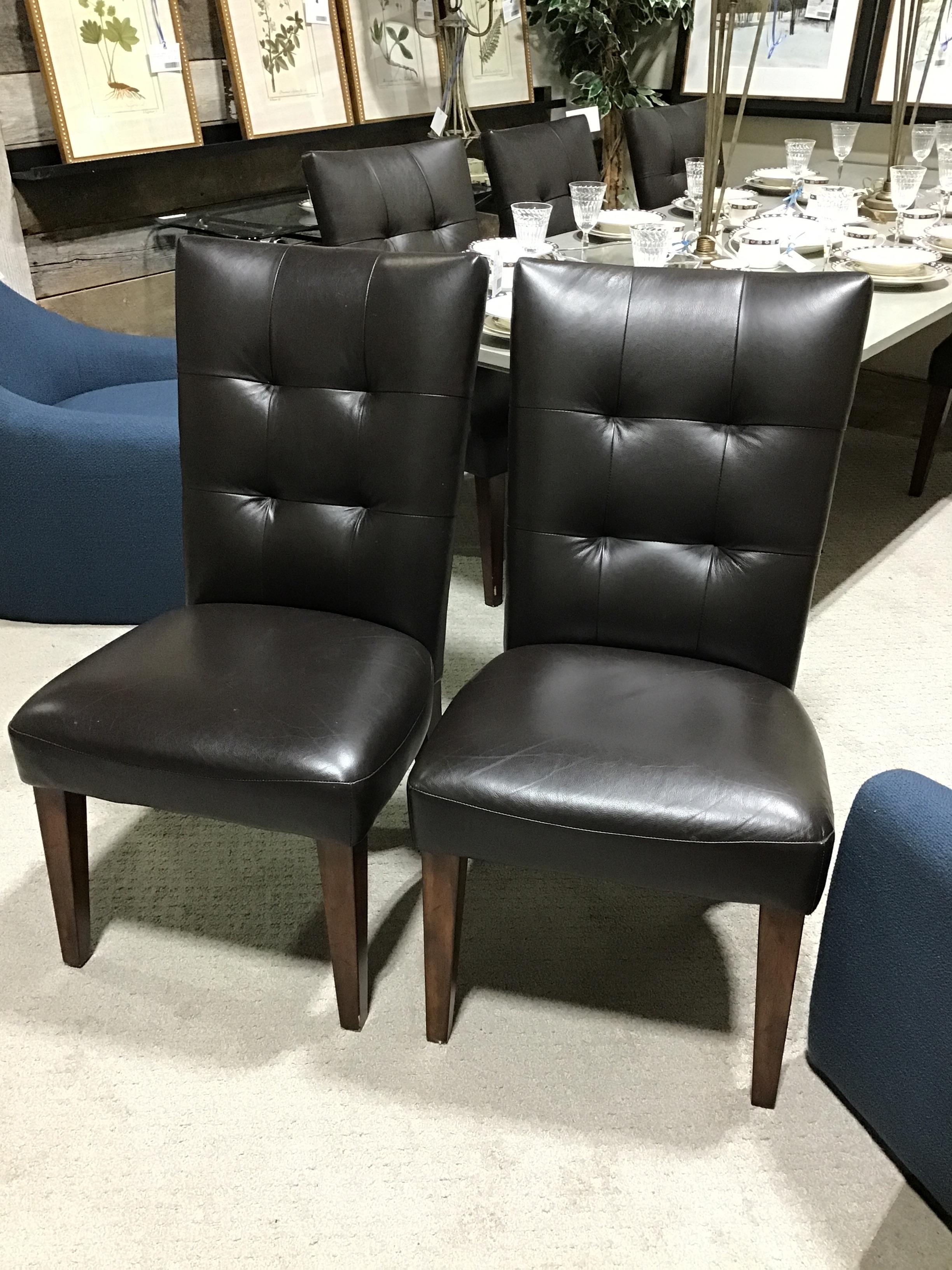 PAIR Brown Leather Side Chairs