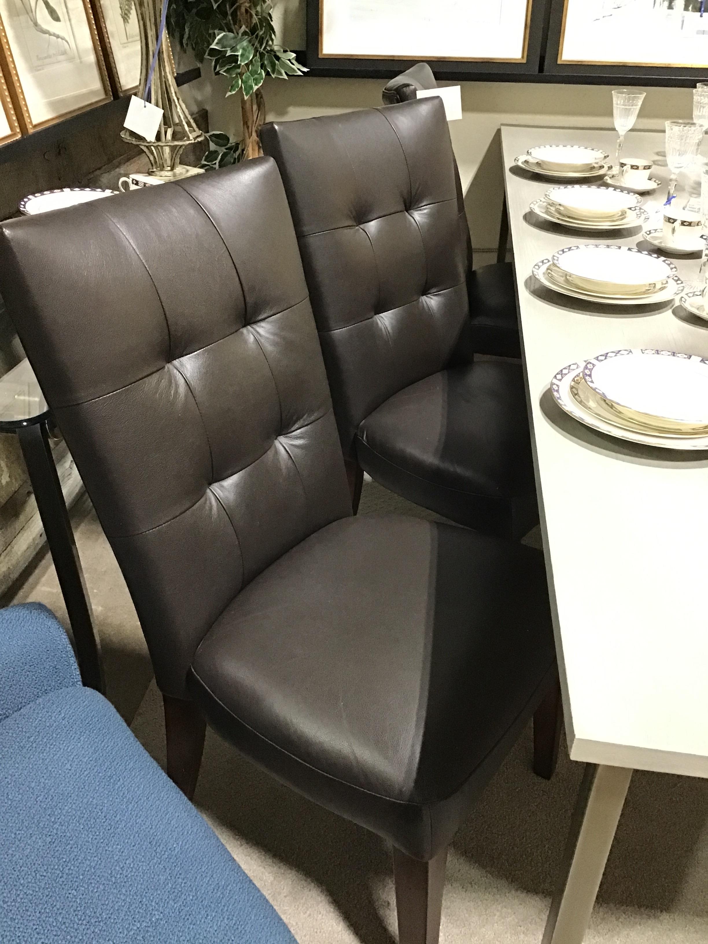 PAIR Brown Leather Side Chairs